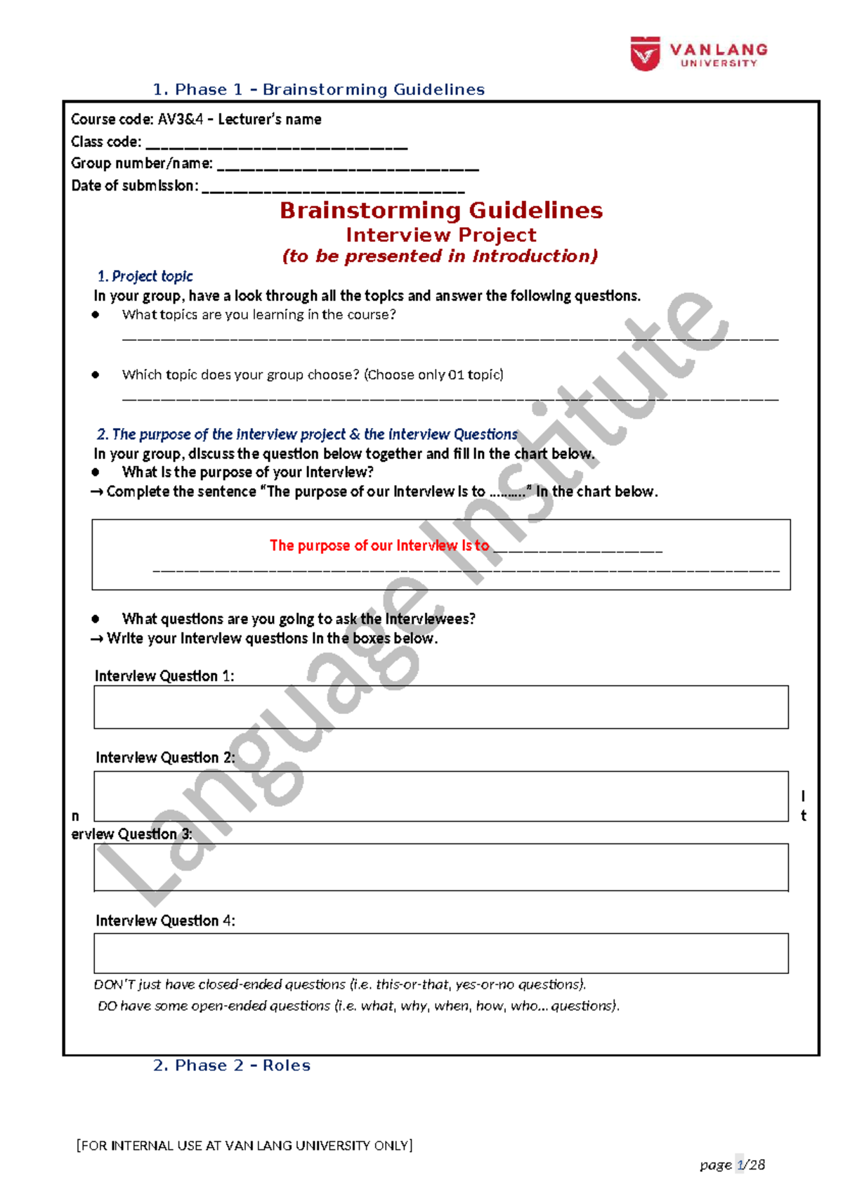 AV34 - Interview - Template for Students - 1. Phase 1 – Brainstorming ...