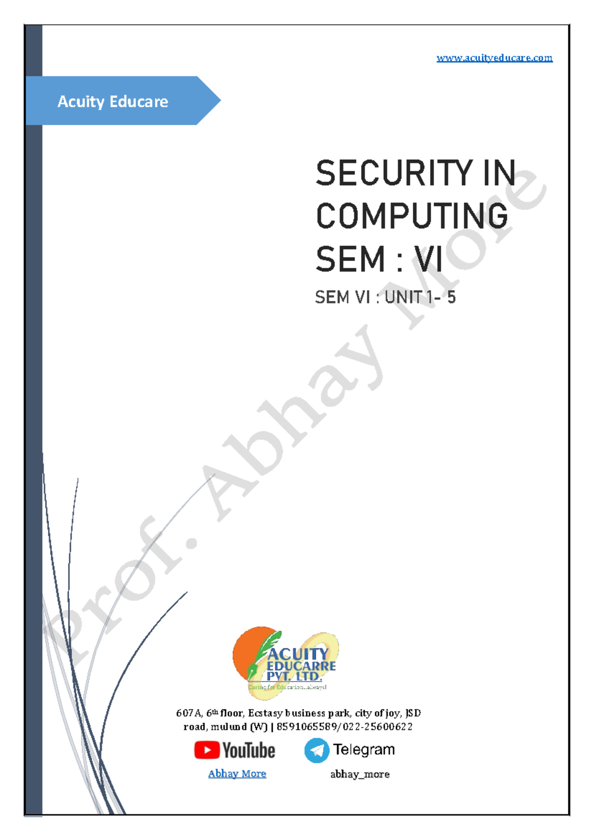 SIC Security in Computing Notes for Units 1-5 - SEM VI - Studocu