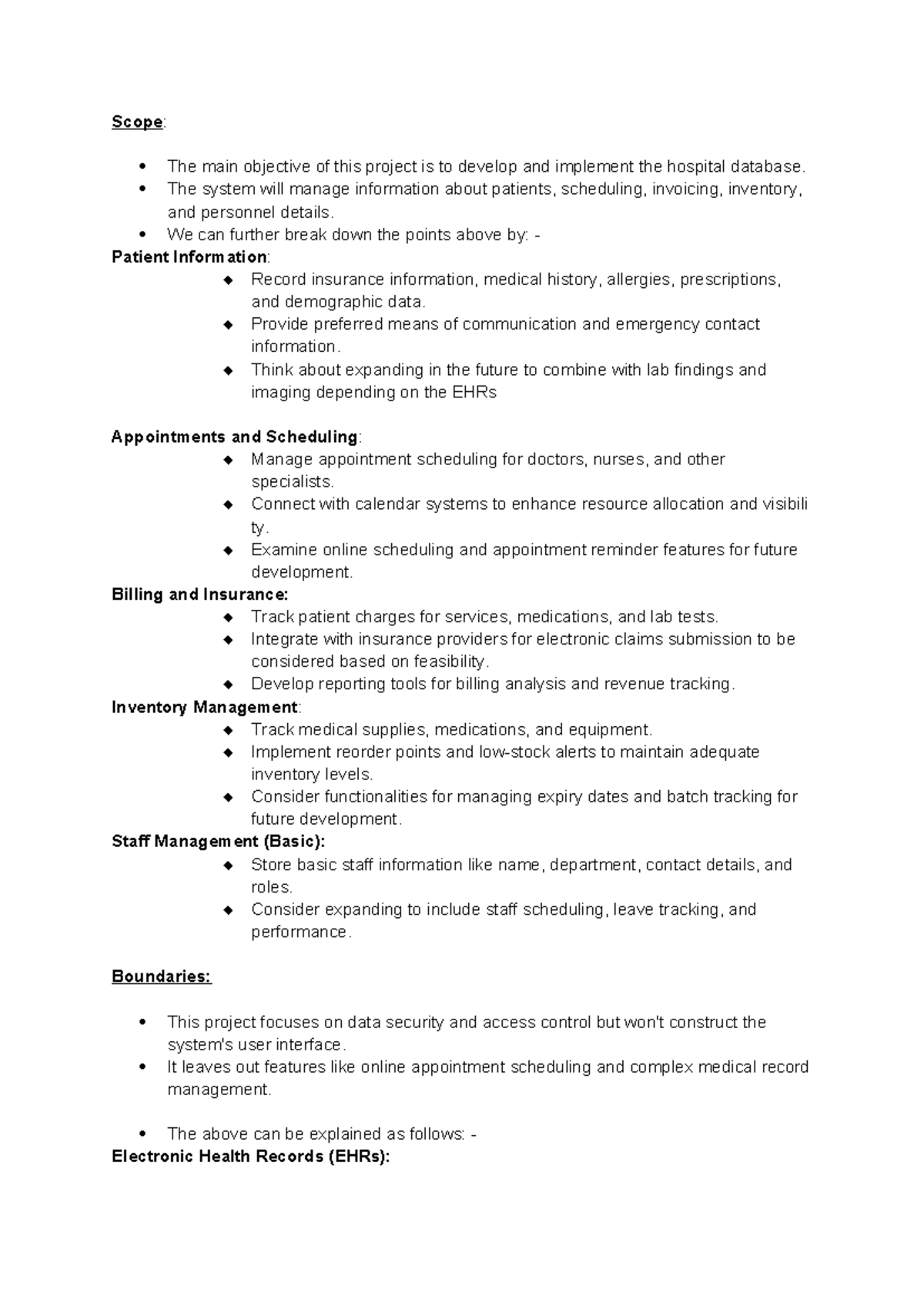 Scope and boundaries - FOR ASSINGMENT - Scope: The main objective of ...