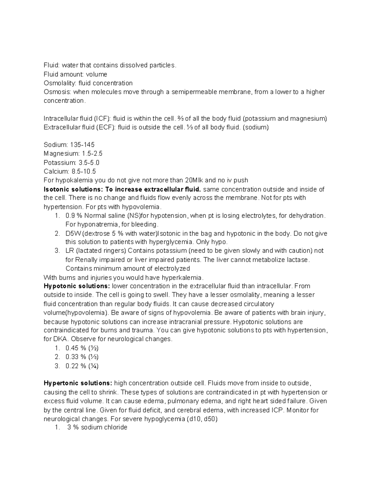 Electrolytes & Fluid Balance: Key Concepts for Nursing (NUR 101) - Studocu