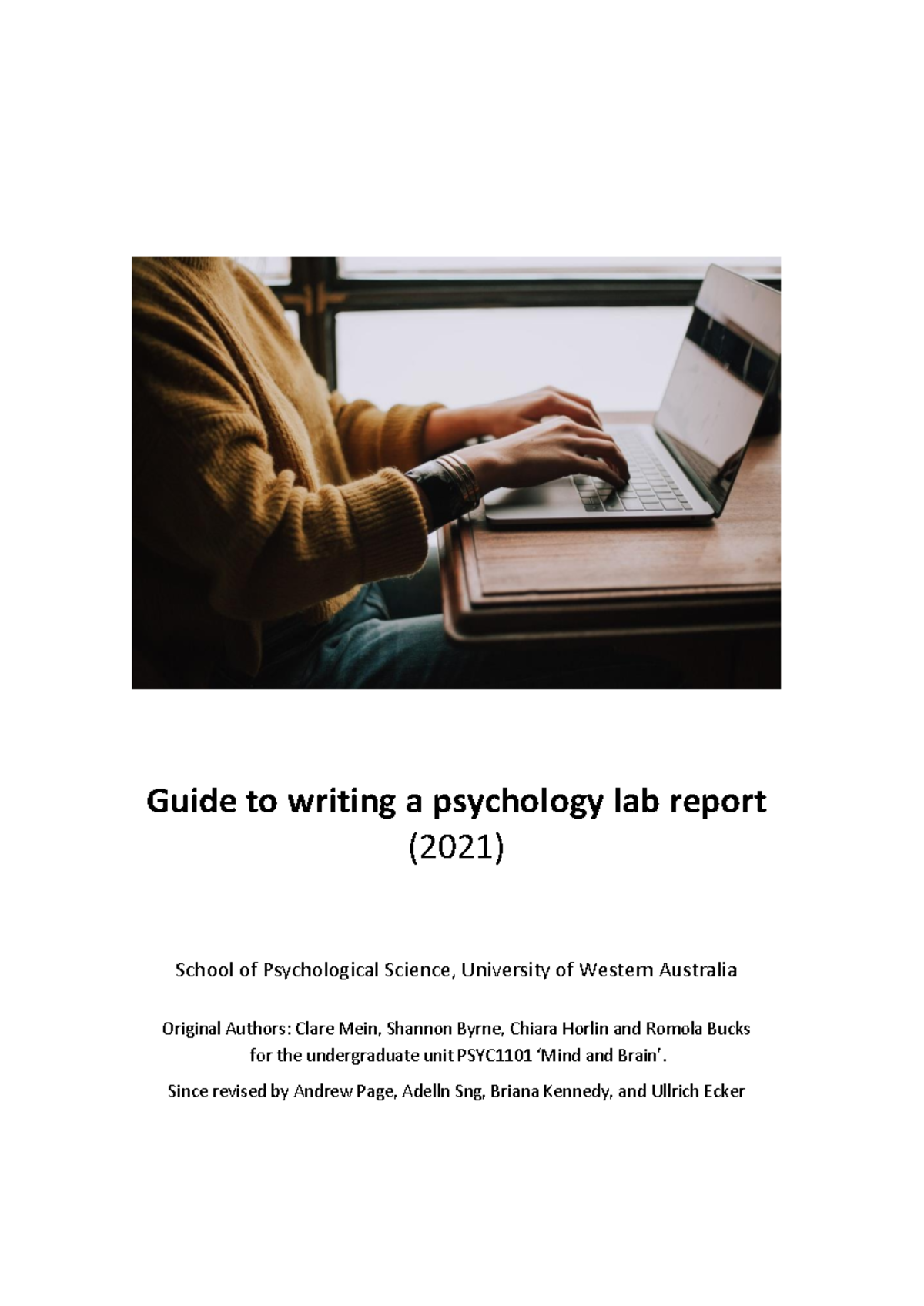 Guide to Writing a Psychology Lab Report (PSYC1101) - Studocu