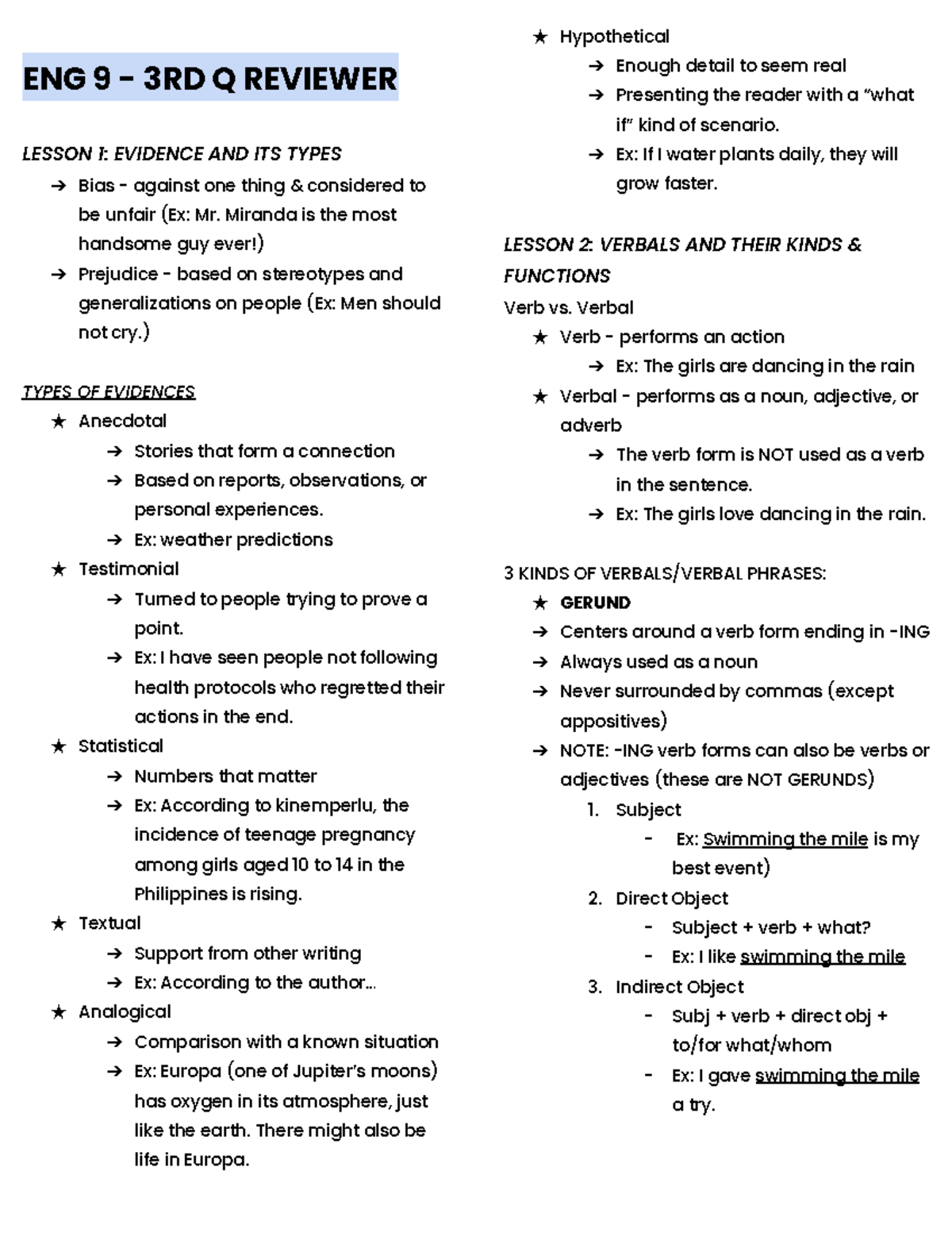 ENG 9 - 3RD Q Reviewer - liuytresdxc - ENG 9 - 3RD Q REVIEWER LESSON 1 ...