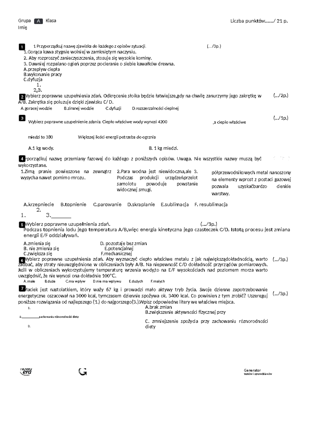 Test 3. Tematyka Termodynamiki - Przykładowe Pytania i Odpowiedzi - Studocu