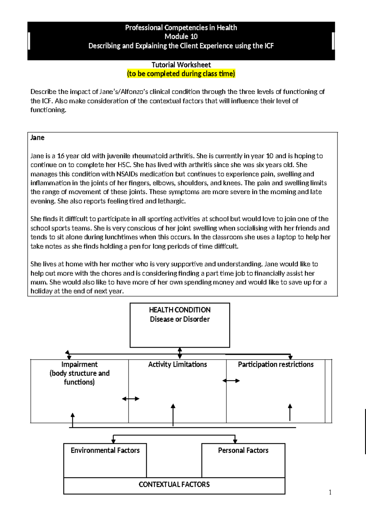 Week 11 Module 10 Tutorial: ICF Client Experience Worksheet - Studocu