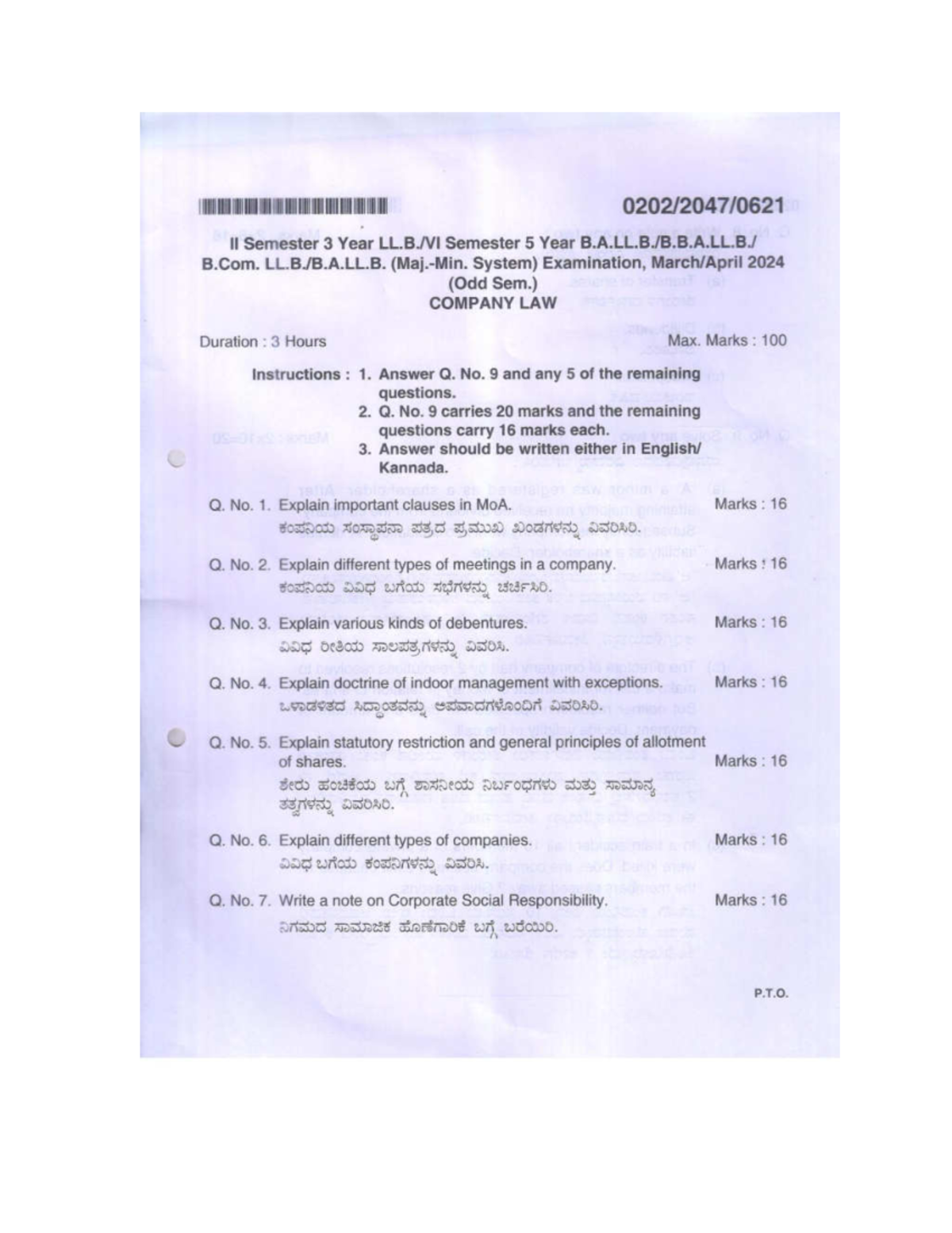Company Law II Sem. 5 Yr. B.Com. Exam Notes - 2024 - Studocu
