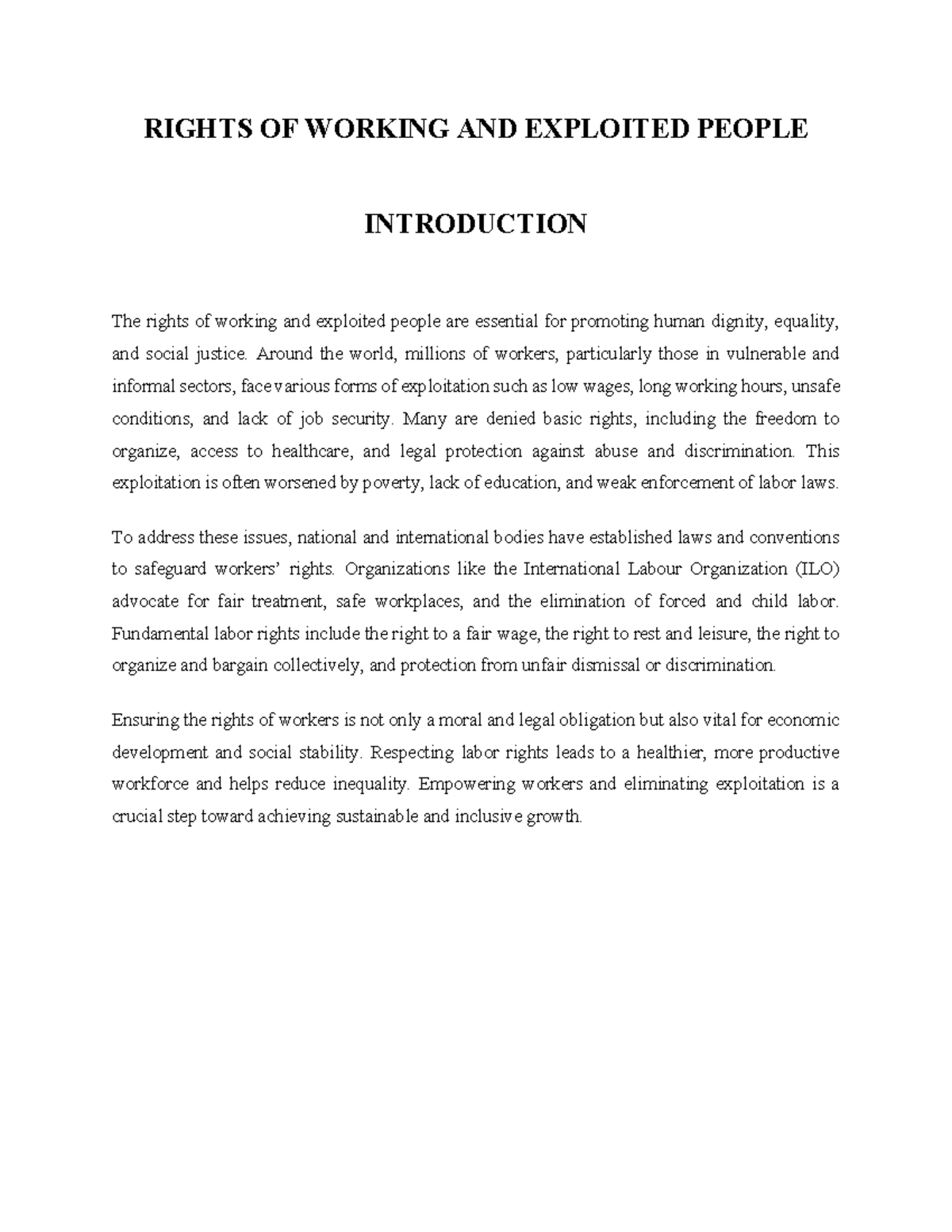 BHR Case Study: Rights of Working and Exploited People Analysis - Studocu