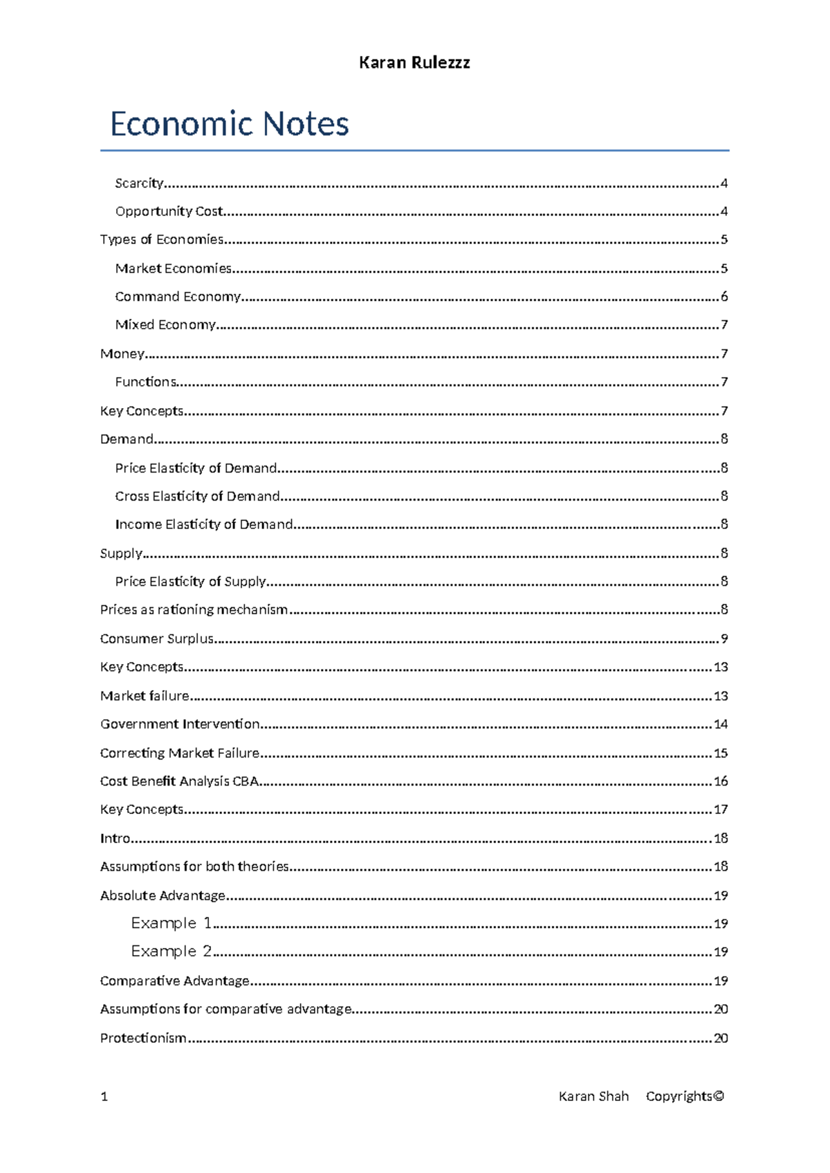Economic Notes: Scarcity, Opportunity Cost, and Market Structures ...