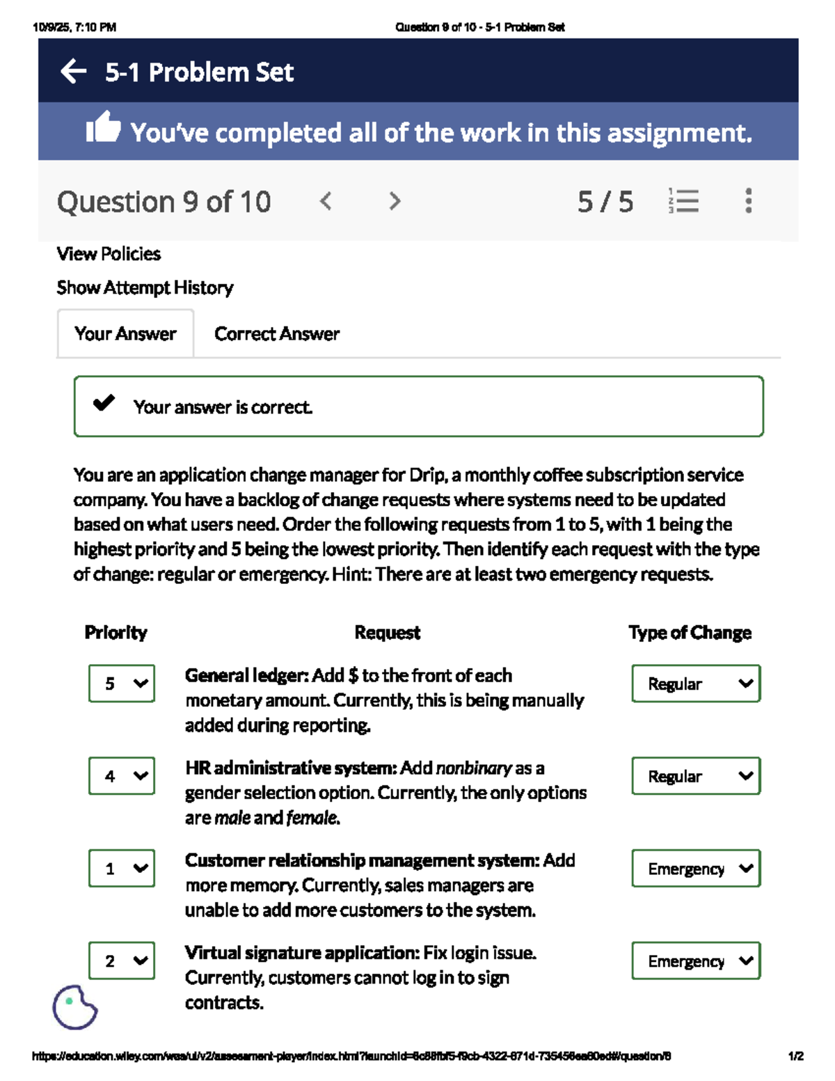 Module 5 Problem Set: Change Request Prioritization Analysis - Studocu