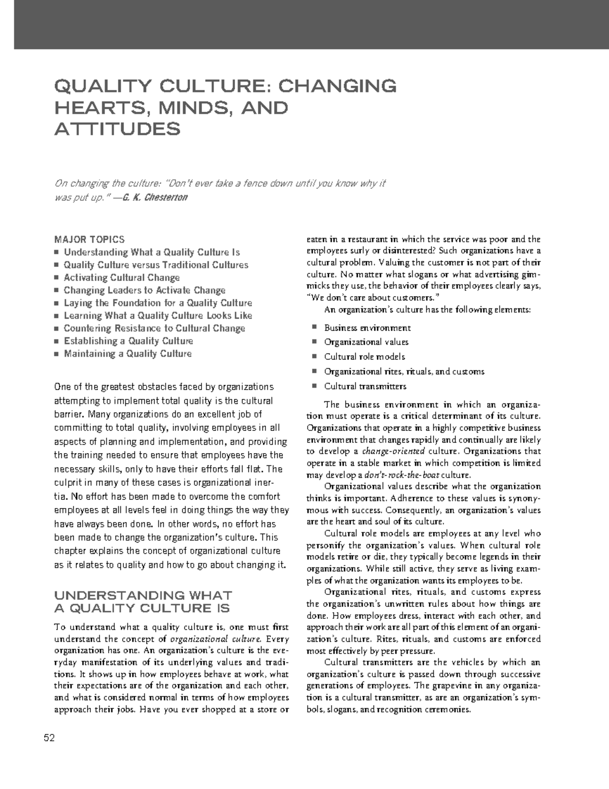 QUALITY CULTURE: TRANSFORMING ATTITUDES AND MINDSETS IN ORGANIZATIONS ...