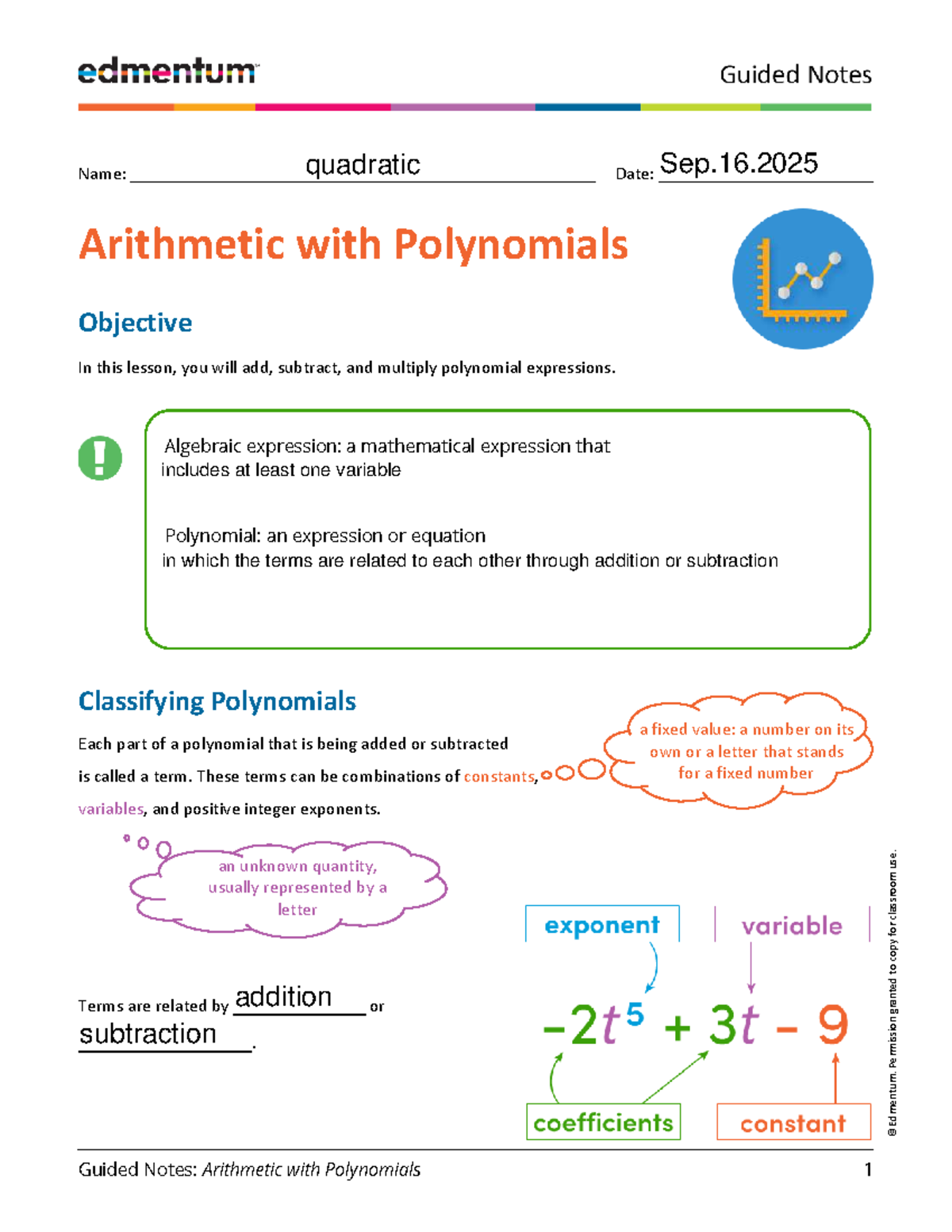 Guided Notes: Arithmetic with Polynomials (MATH 101) - Studocu