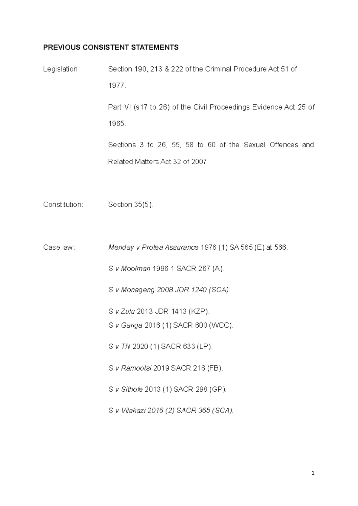 Previous Consistent Statements: Legal Framework & Case Law Analysis BWR ...
