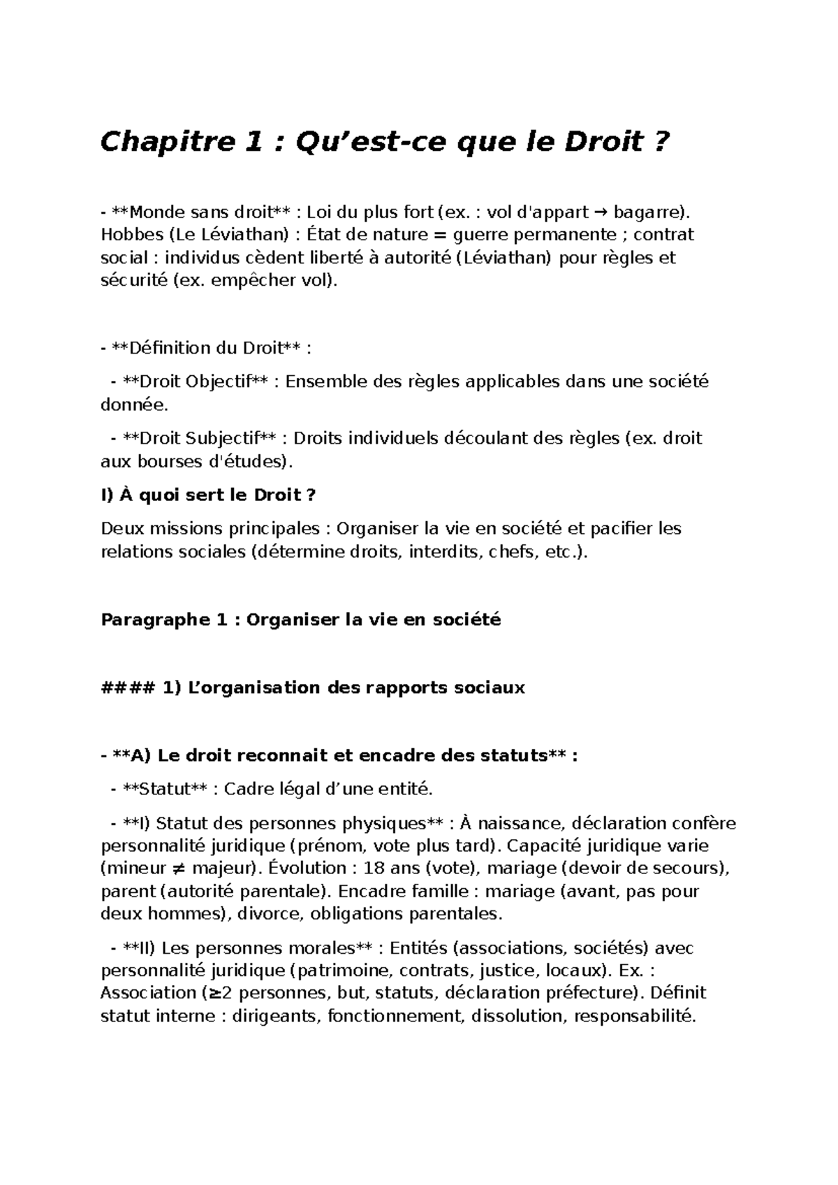 Chapitre 1 : Introduction au Droit - Concepts et Règles Fondamentales ...