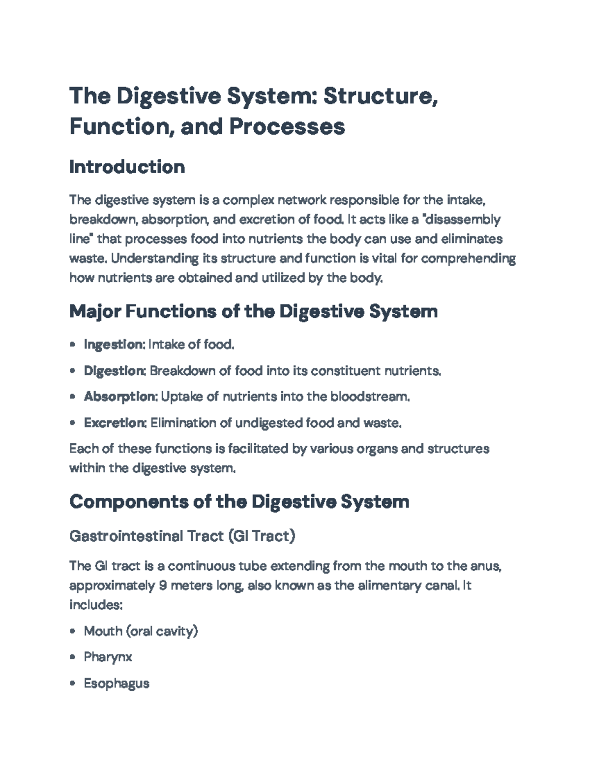 Digestive System Overview: Structure, Functions, and Processes - The ...