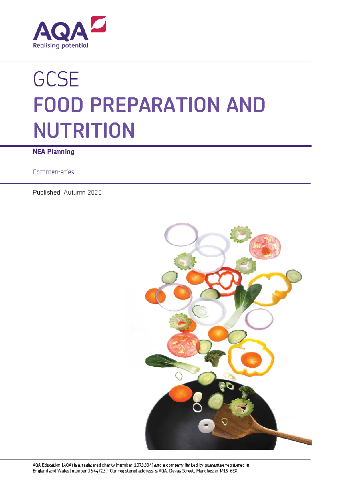 GCSE Food Preparation and Nutrition NEA Planning 2020 - Commentaries ...
