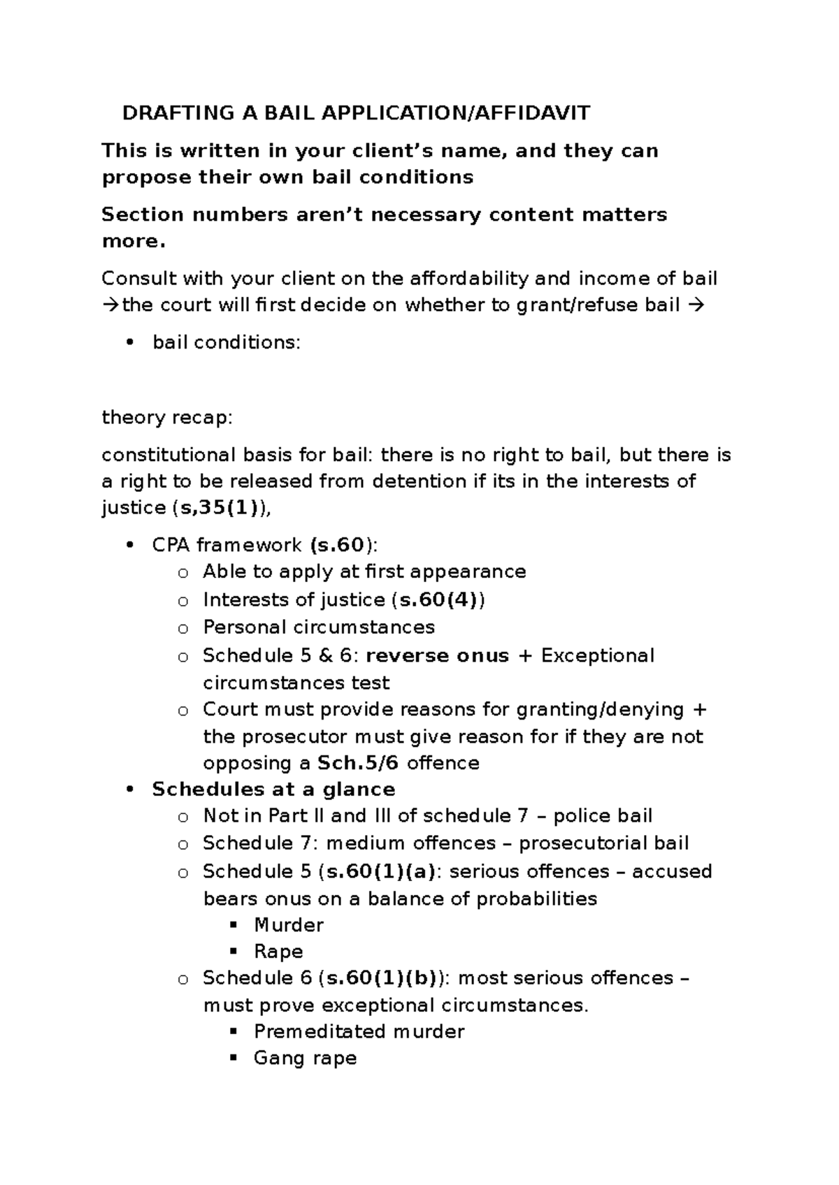 Drafting a Bail Application: Key Considerations and Guidelines - Studocu