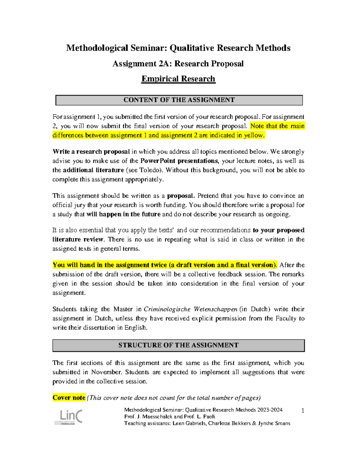 Assignment 2A empirical research - Methodological Seminar: Qualitative ...