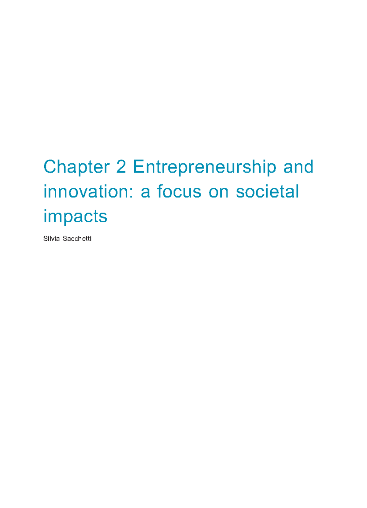 B327 Chapter 2: Societal Impacts of Entrepreneurship & Innovation - Studocu