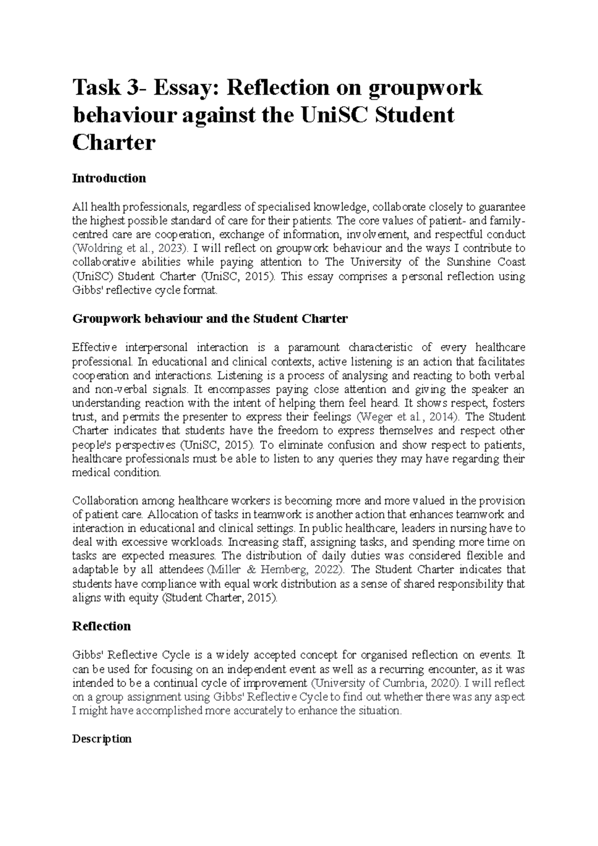 HLT Assignment 3: Reflecting on Groupwork and the Student Charter - Studocu