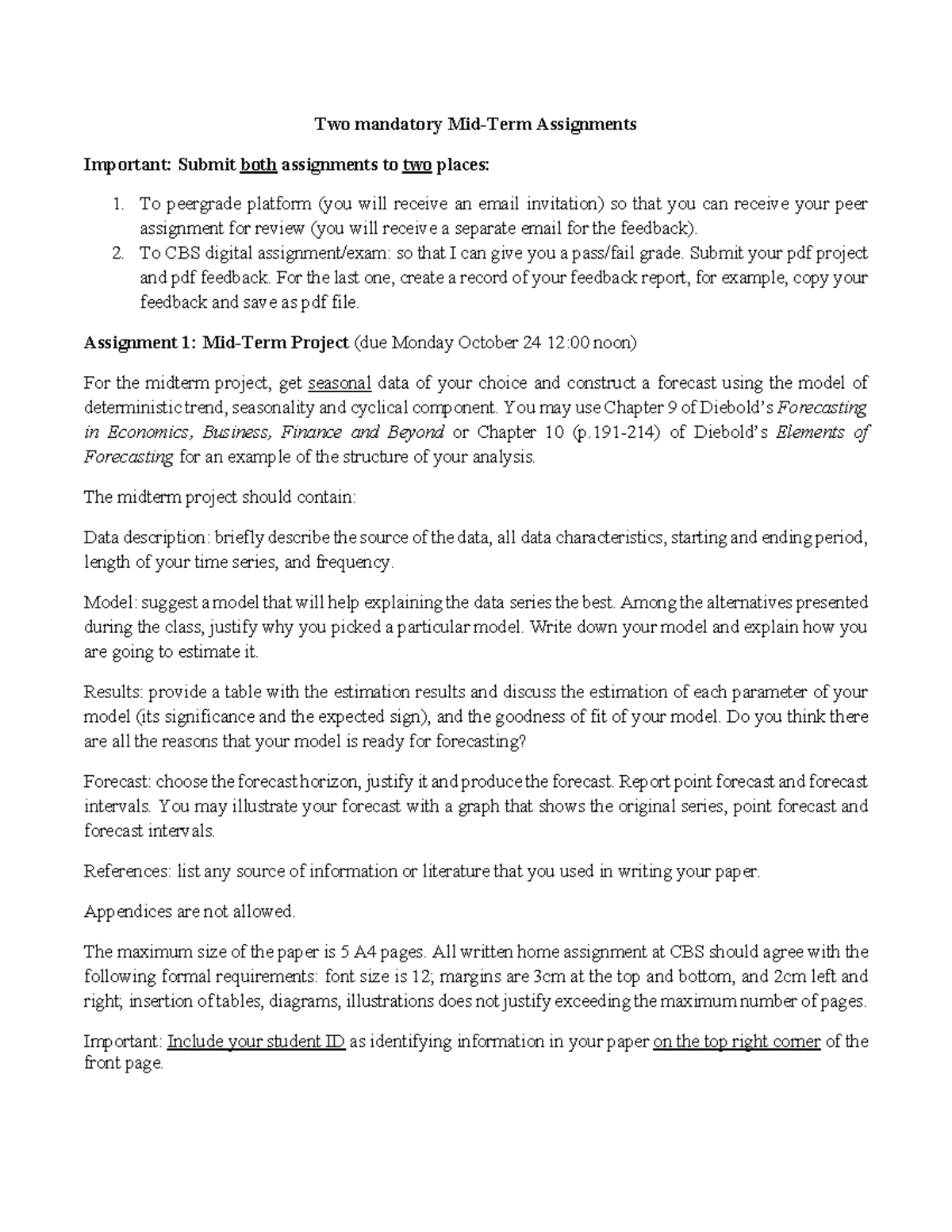 Midterm Assignments - Project & Peer Feedback Guide - Studocu