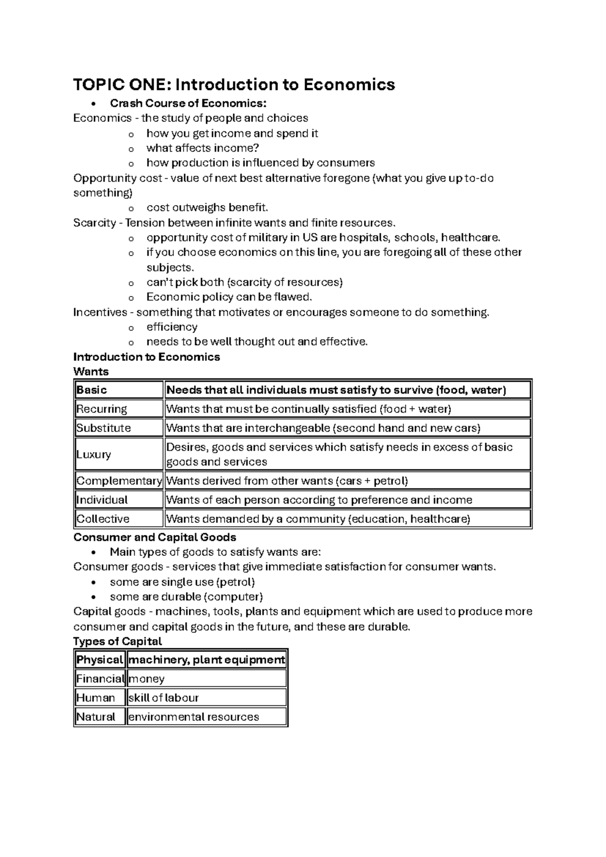 Economics Prelim 1: Key Concepts in Introduction to Economics - Studocu