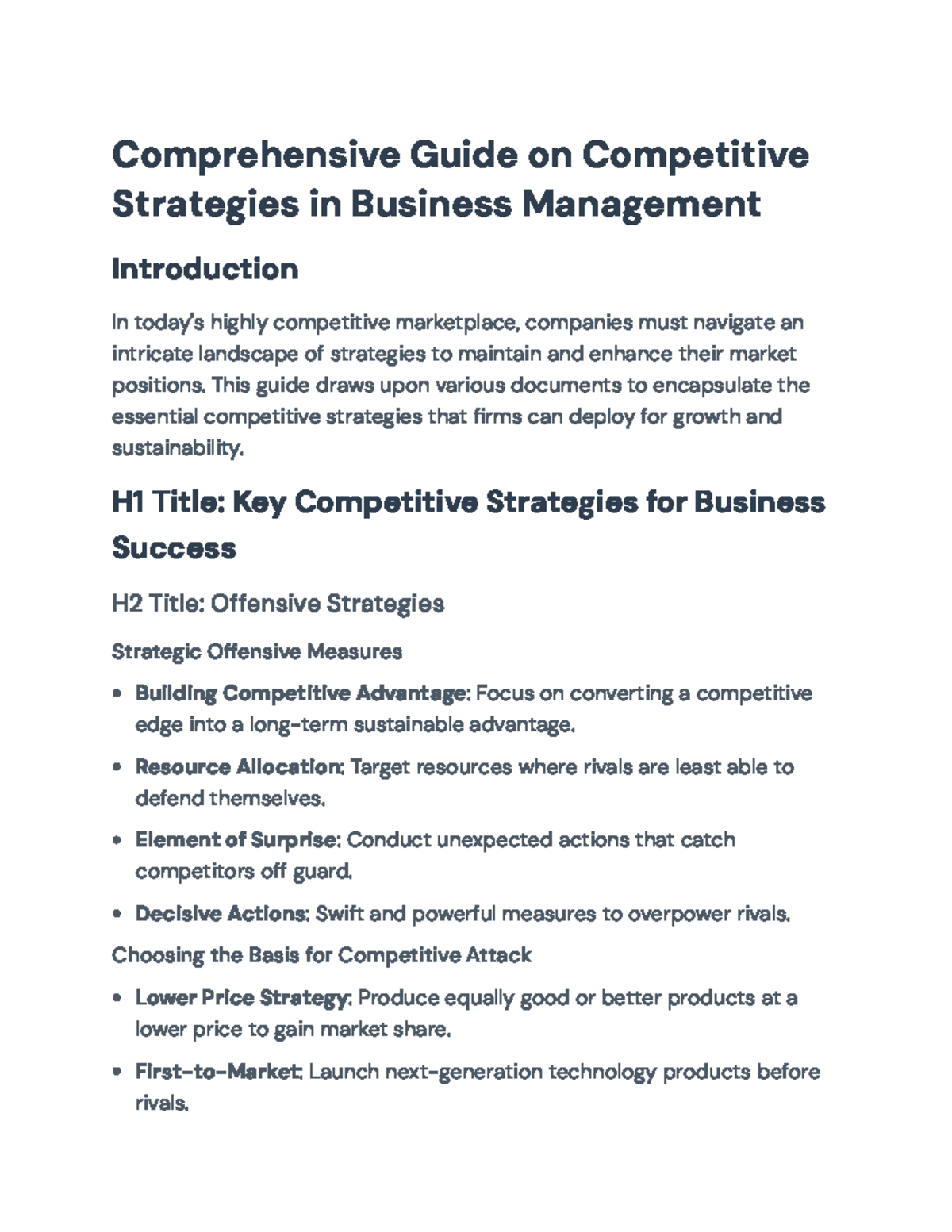 Title: Competitive Strategies in Business Management: A Comprehensive ...