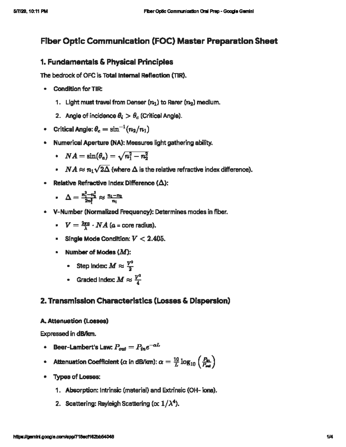 FOC 10:11 PM Oral Prep: Fiber Optic Communication Essentials - Studocu