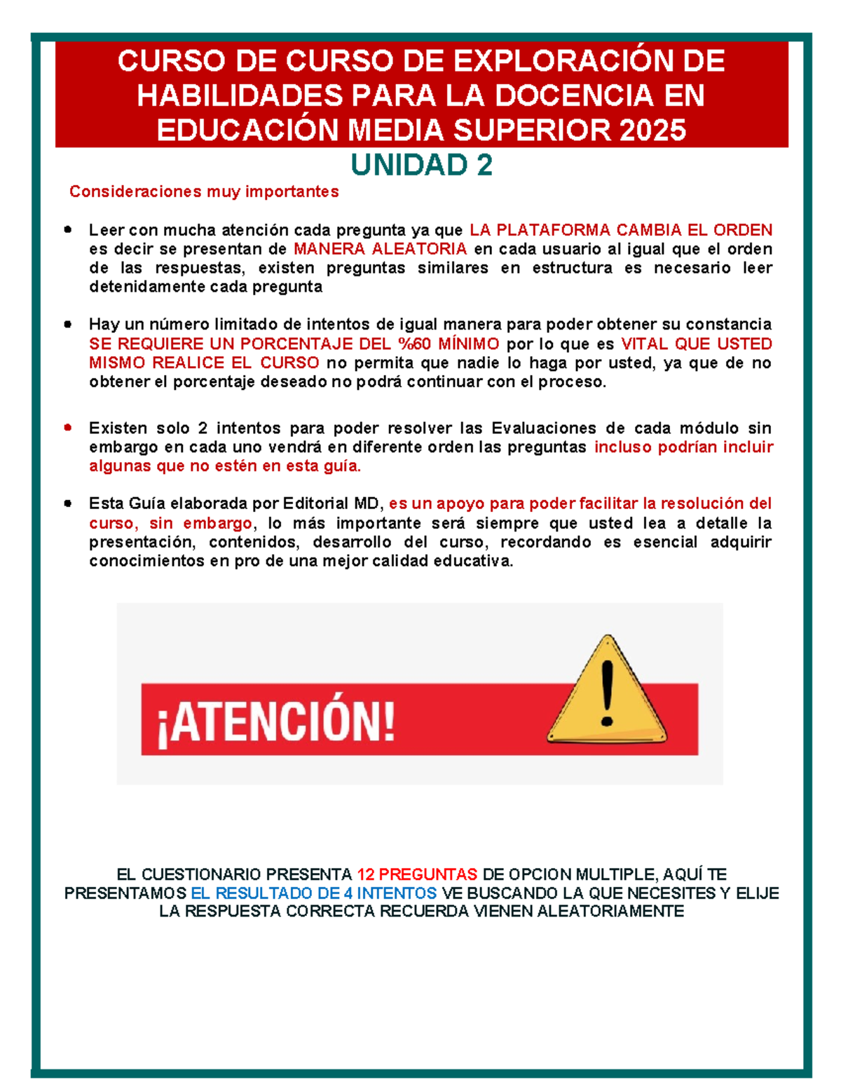 Unidad 2: Respuestas para la Evaluación de Habilidades Docentes EMS 2025 - Document Preview