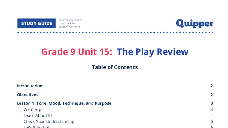 GRADE 9 | Final Exam: Writing a Play Review in English Unit 15 - Studocu