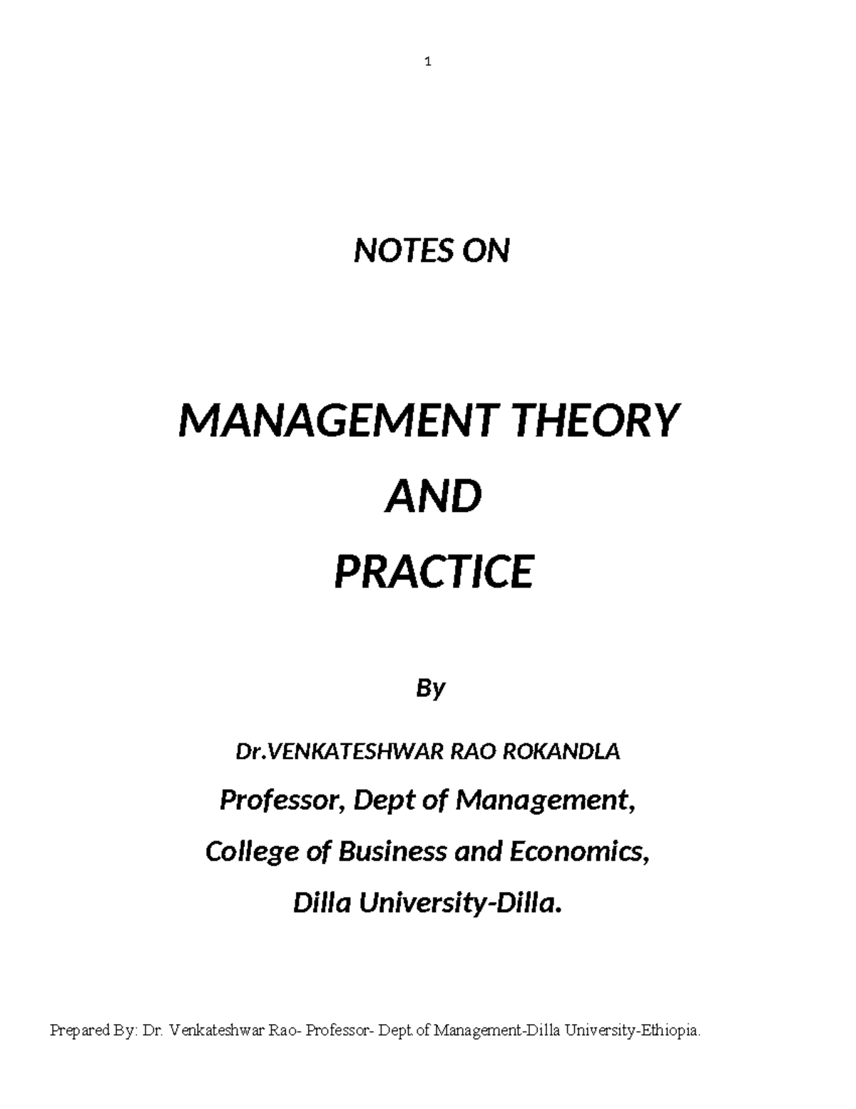 MTP - Complete Notes on Chapters 1-10 of Management Theory & Practice ...