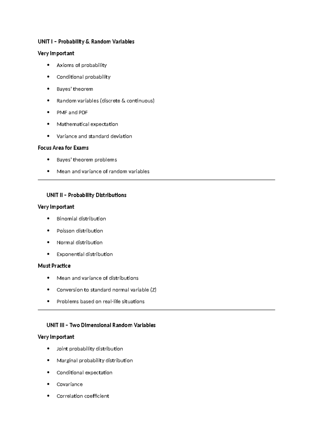 MA4151 Probability - Comprehensive Notes for Exams - Studocu