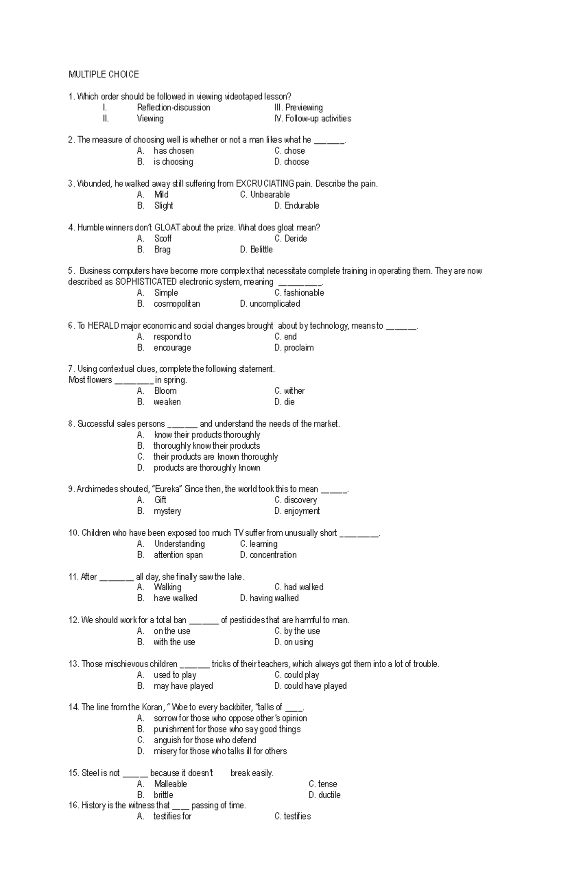 Boardexamapril 2008 - This will be helpful for your review - MULTIPLE ...