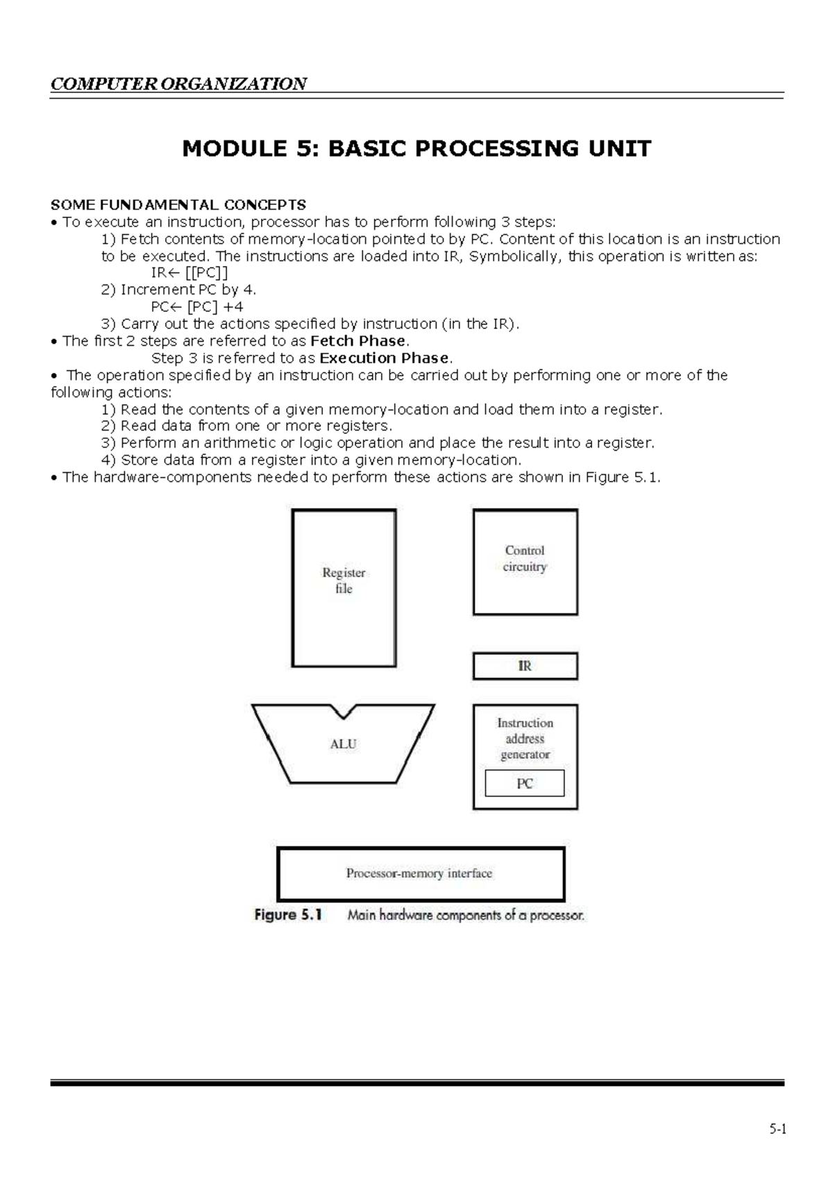 M5: Basic Processing Unit Concepts in Computer Organization - Studocu