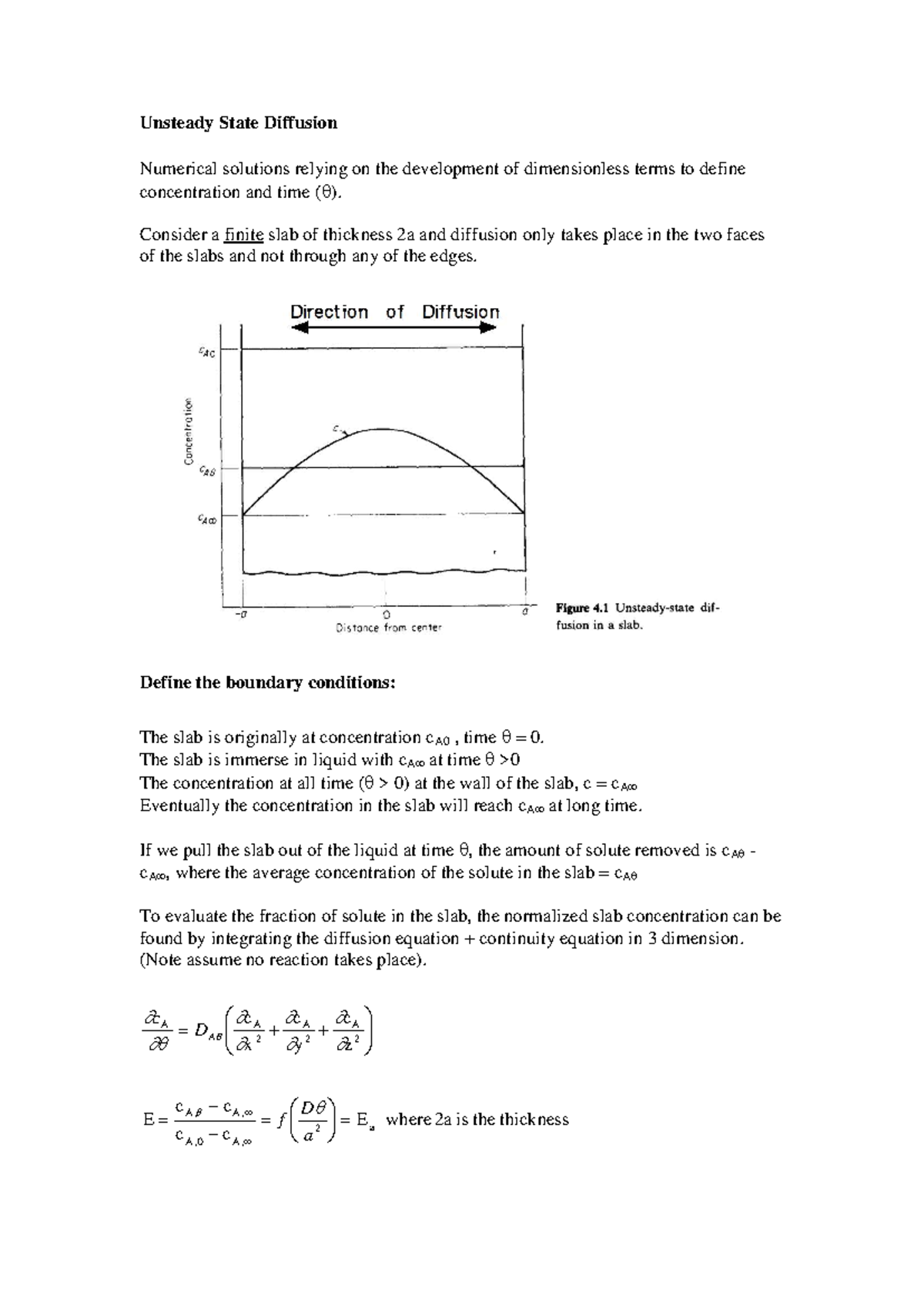 Lecture 3: Unsteady State Diffusion Solutions and Boundary Conditions ...