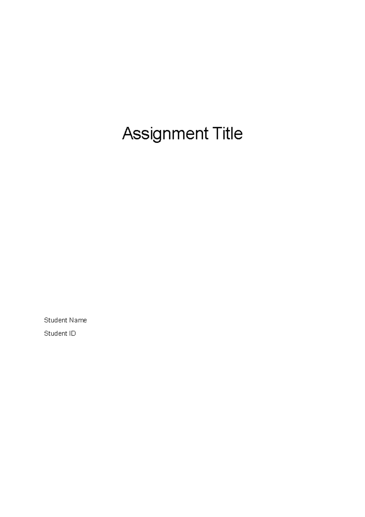 Assignment sample - Assignment Title Student Name Student ID Table of ...