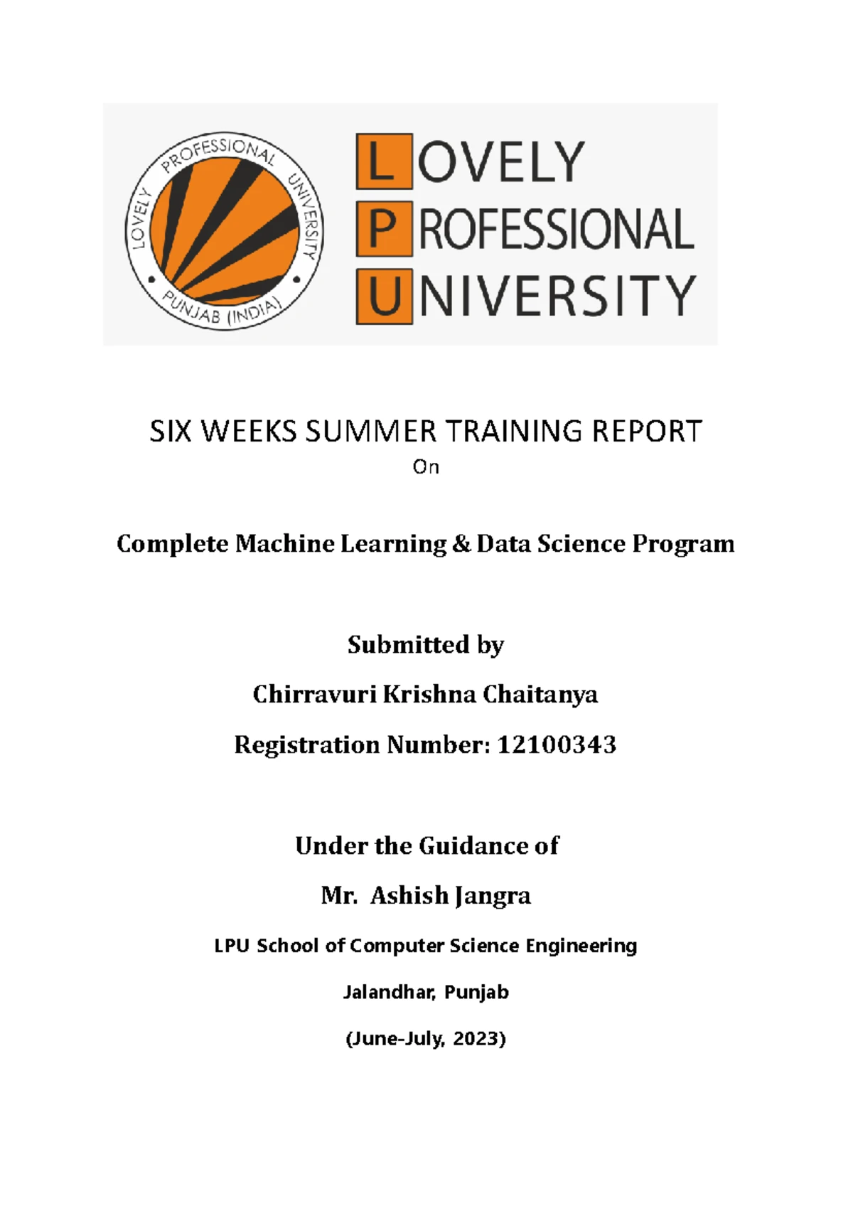 BTech CSE Summer Internship Report on DSA Self-Paced Course - Studocu