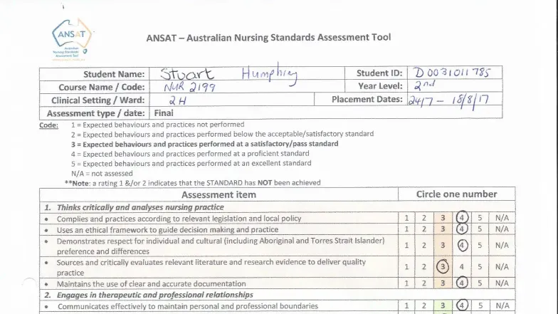 ANSAT Nursing Standards Assessment Tool: Final Exam Q&A (October 2018 ...