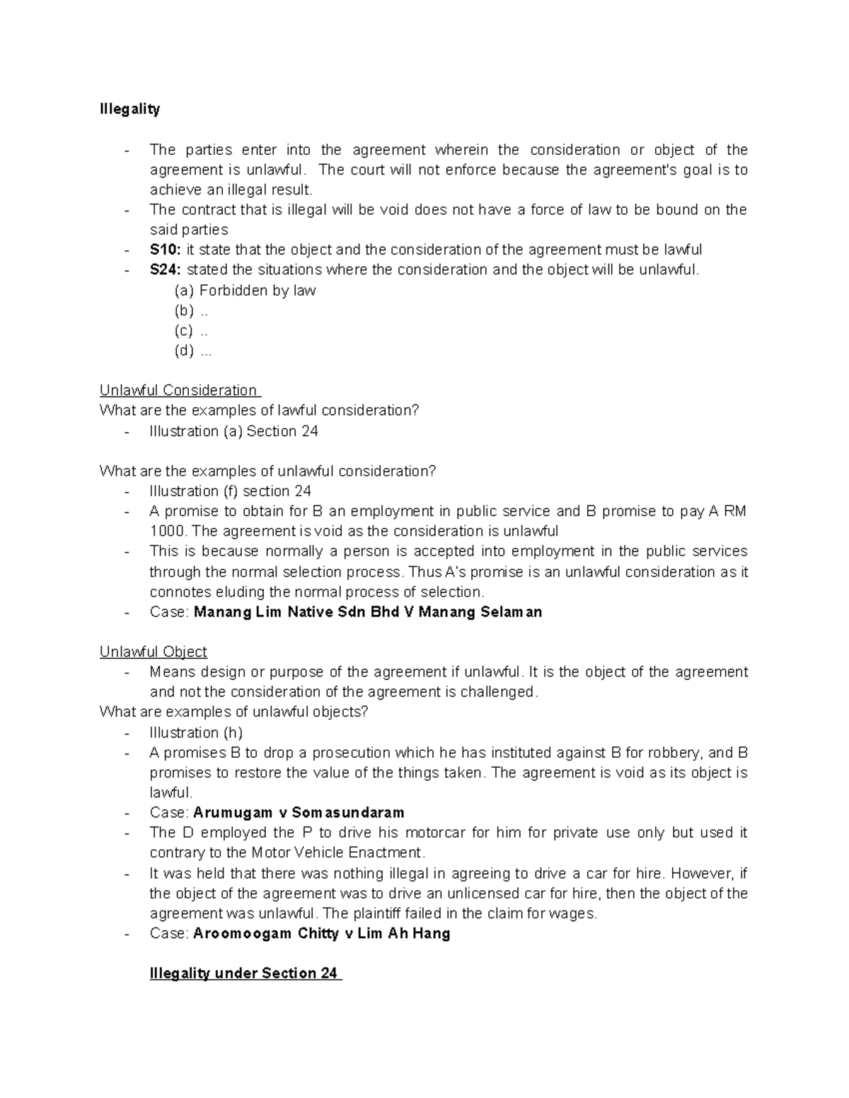 Illegality in law of contract 2 application in Malaysia - Illegality ...