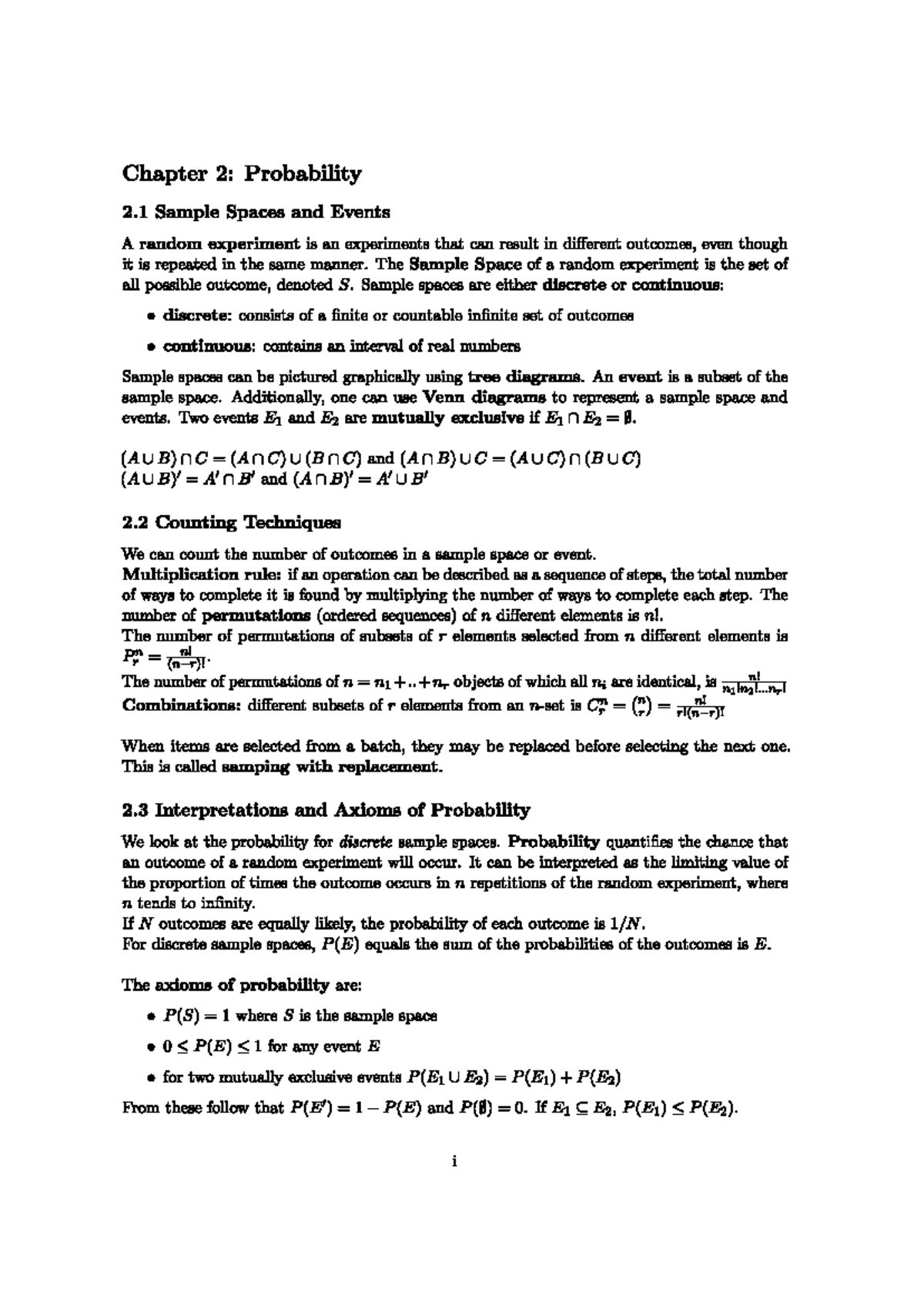 Summary chapter 2 and 3 - Applied Statistics and Probability for ...