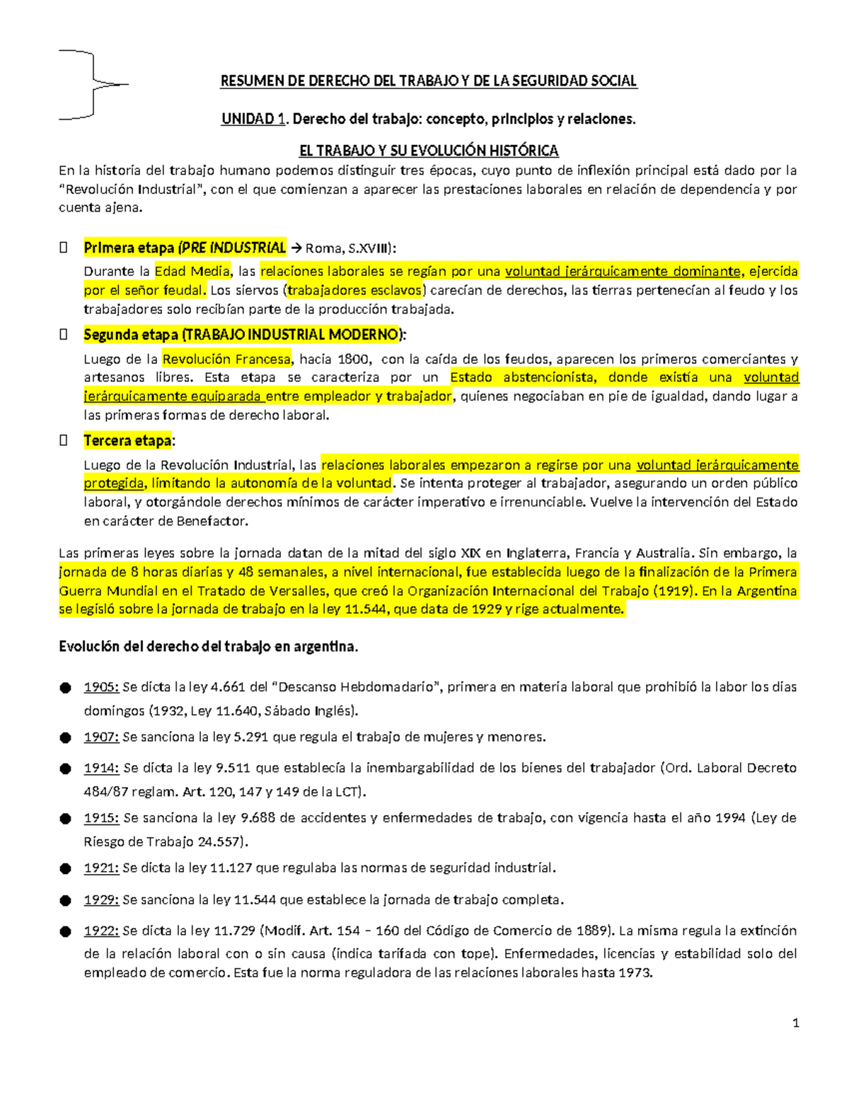 Resumen de Derecho del Trabajo y Seguridad Social - Unidad 1 - Studocu