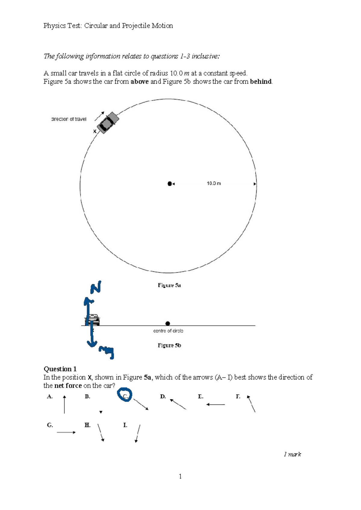 Test 3: Solutions for Circular & Projectile Motion Exam - Studocu
