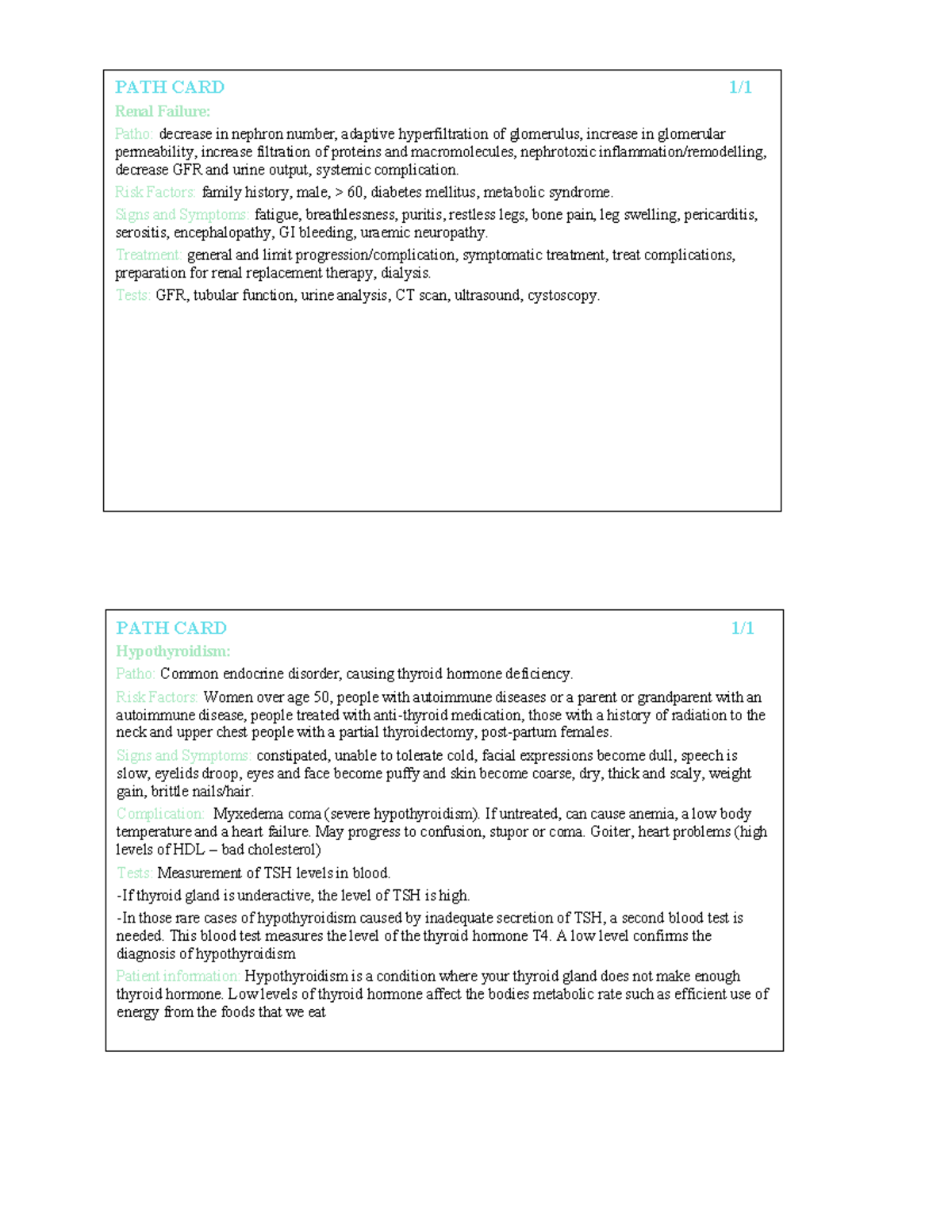 PATH CARD: Comprehensive Overview of Common Diseases and Conditions ...