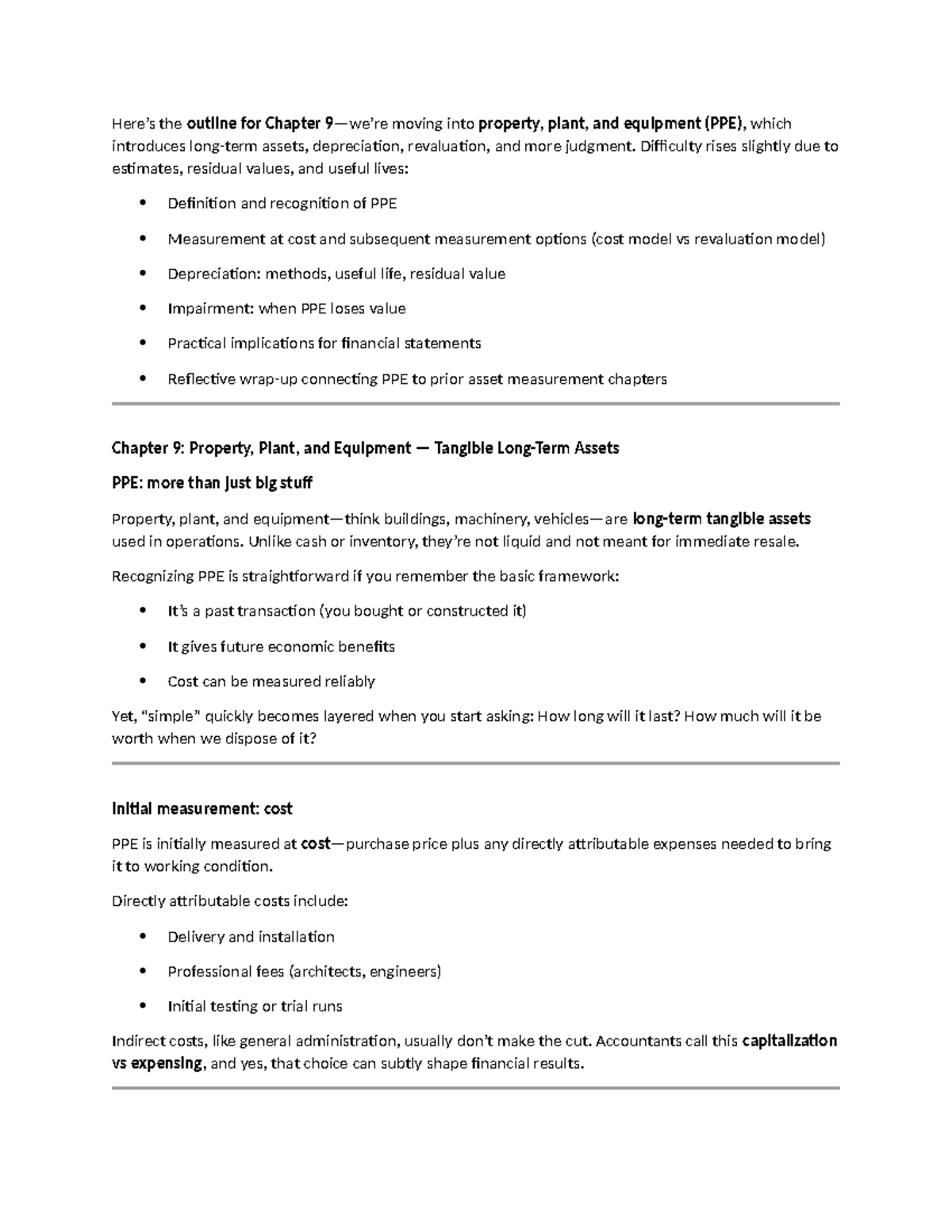 Chapter 9: Financial Reporting on Property, Plant, and Equipment (PPE ...