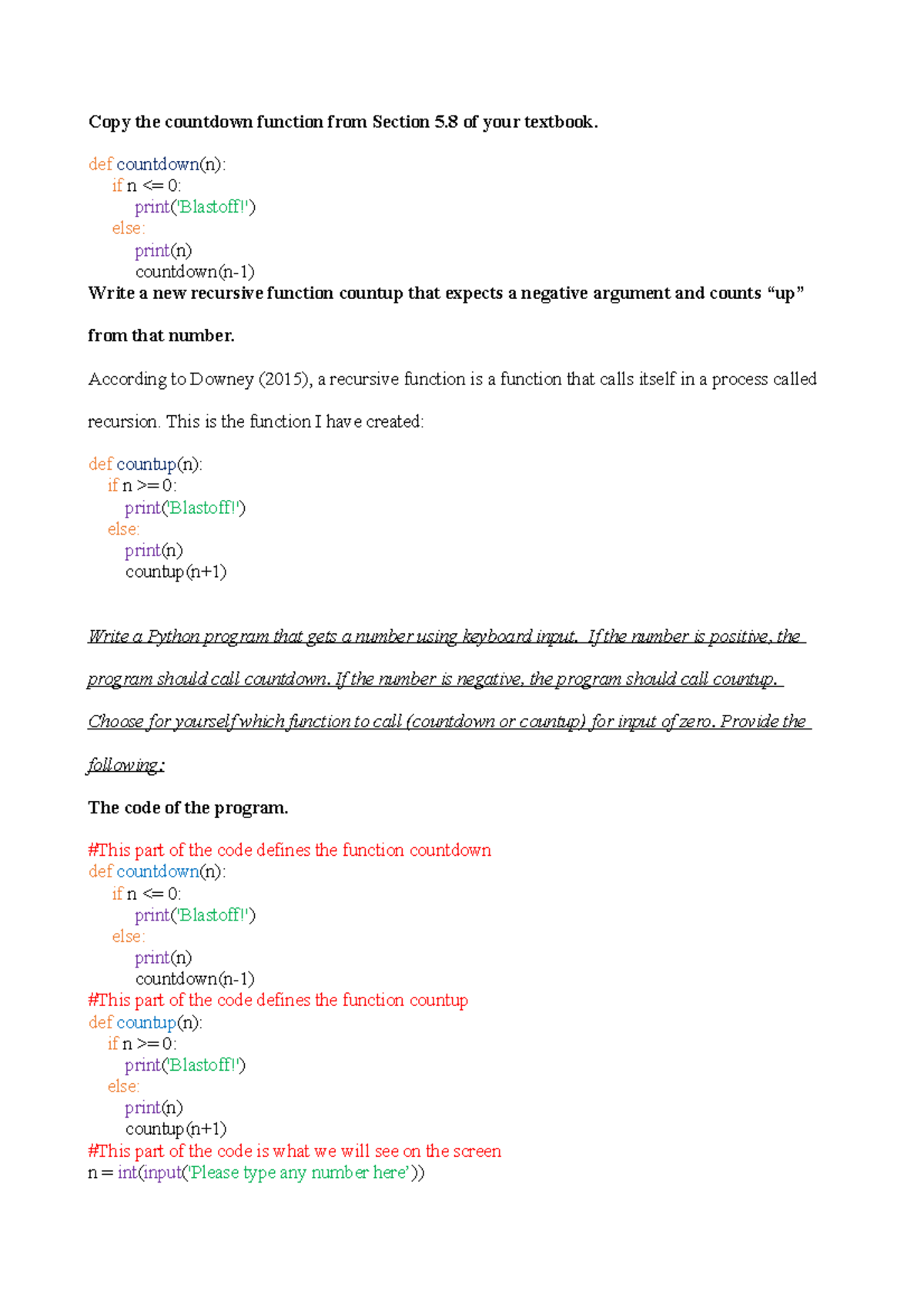 CS1101 - Learning Journal 3 - Copy the countdown function from Section ...