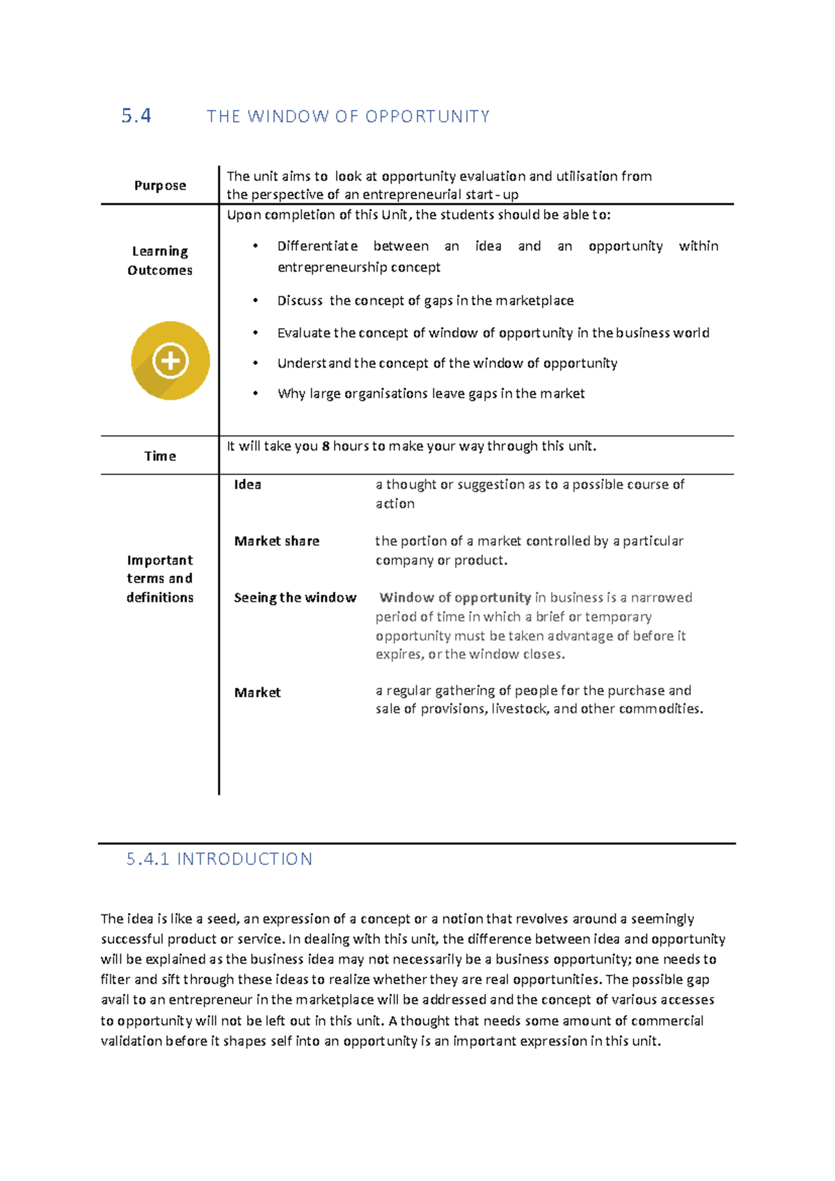 Entrepreneurship 101: Evaluating the Window of Opportunity (Week 4 ...