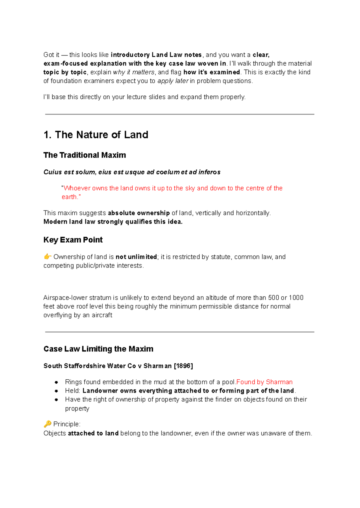 Introductory Land Law Notes (Course Code: LAW101) - Key Cases & Exam ...