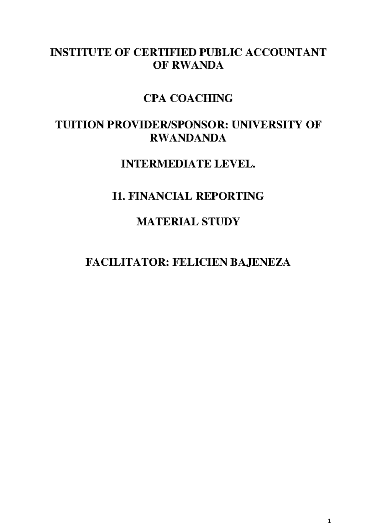 CPA Financial Reporting Study Notes: Understanding IASs & IFRSs - Studocu