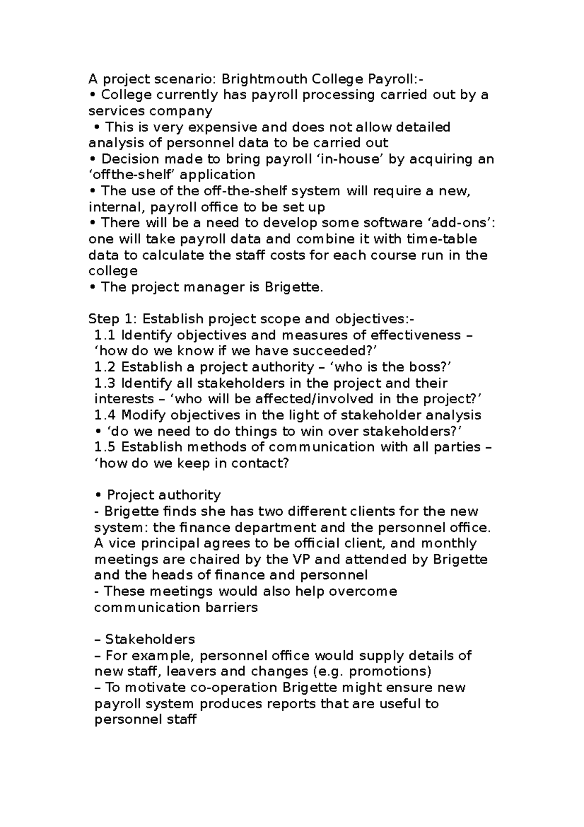 SPM3 - Brightmouth College Payroll Project: Steps and Analysis - Studocu