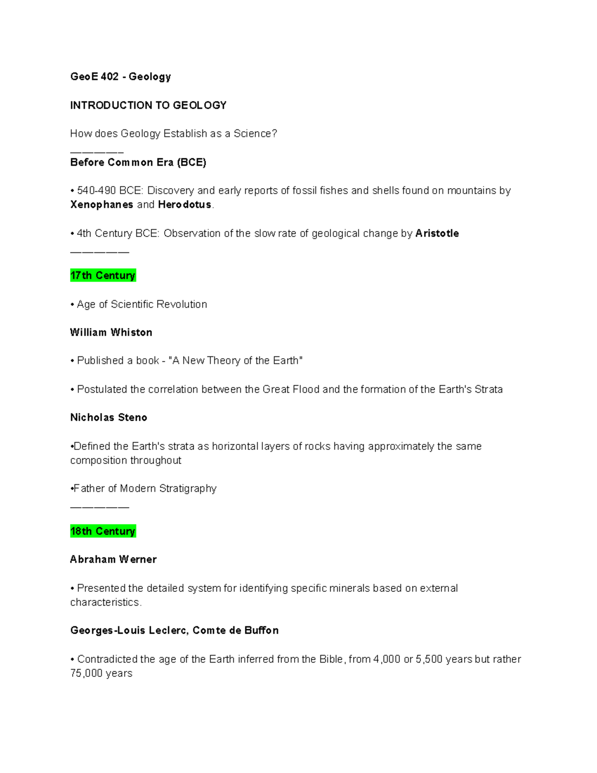 GeoE 402 - Geology - Comprehensive Notes on Earth's Evolution and ...