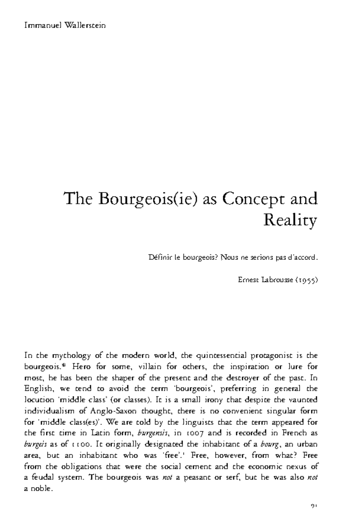 The Bourgeois(ie) as Concept and Reality: An Analytical Perspective ...