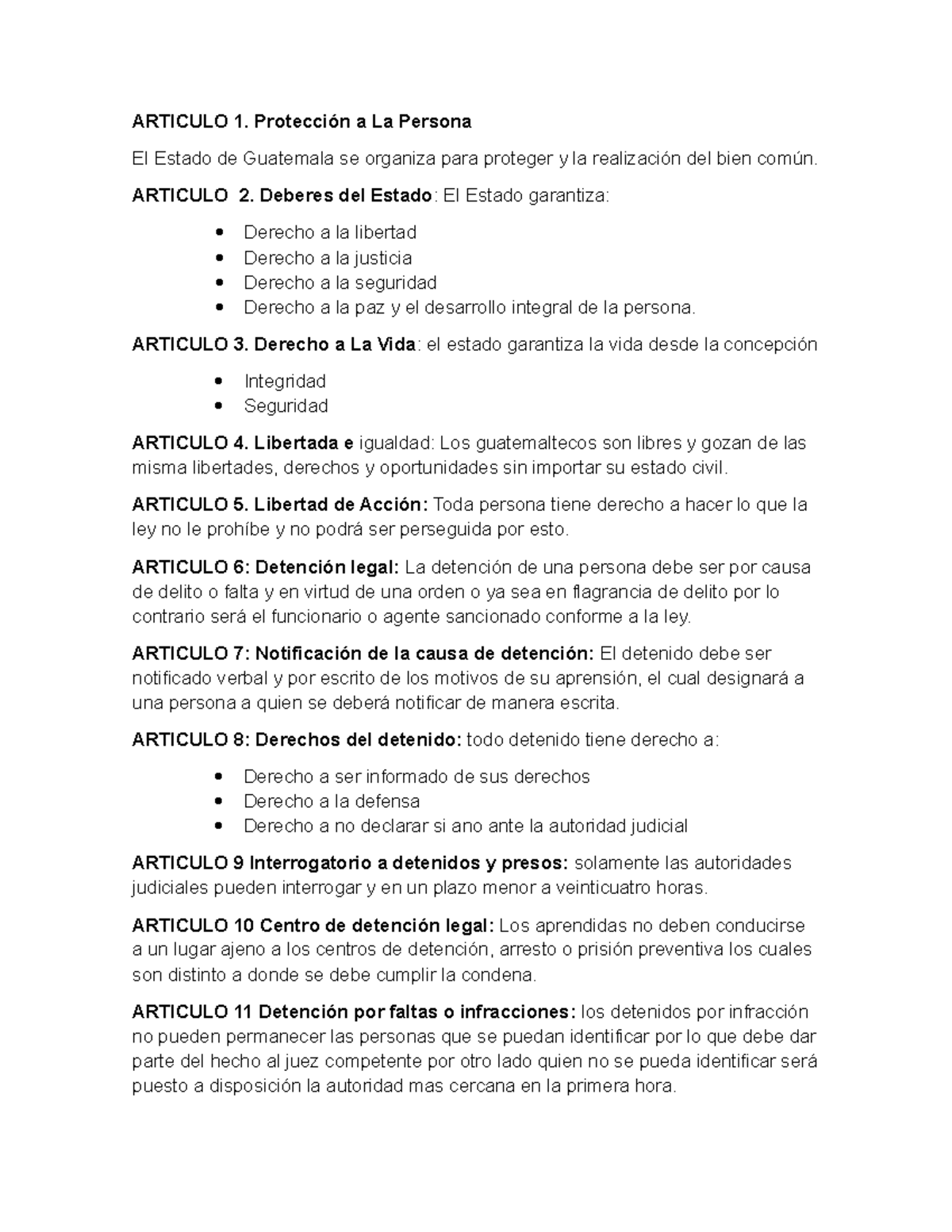Derecho Constitucional: Protección de Derechos en Guatemala - Studocu